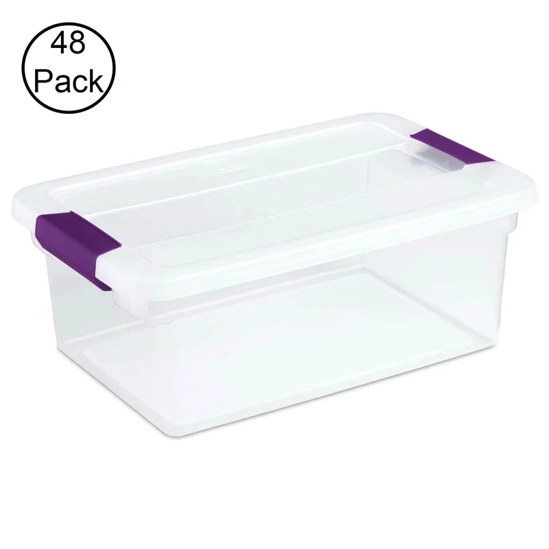 Sterilite 15 Qt. Plastic Stackable Storage Container Tote with Lid (48 Pack)