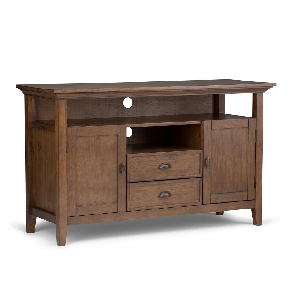 Simpli Home  Redmond Solid Wood 54 in. Wide Transitional TV Media Stand in Rustic Natural Aged Brown for TVs up to 60 in.