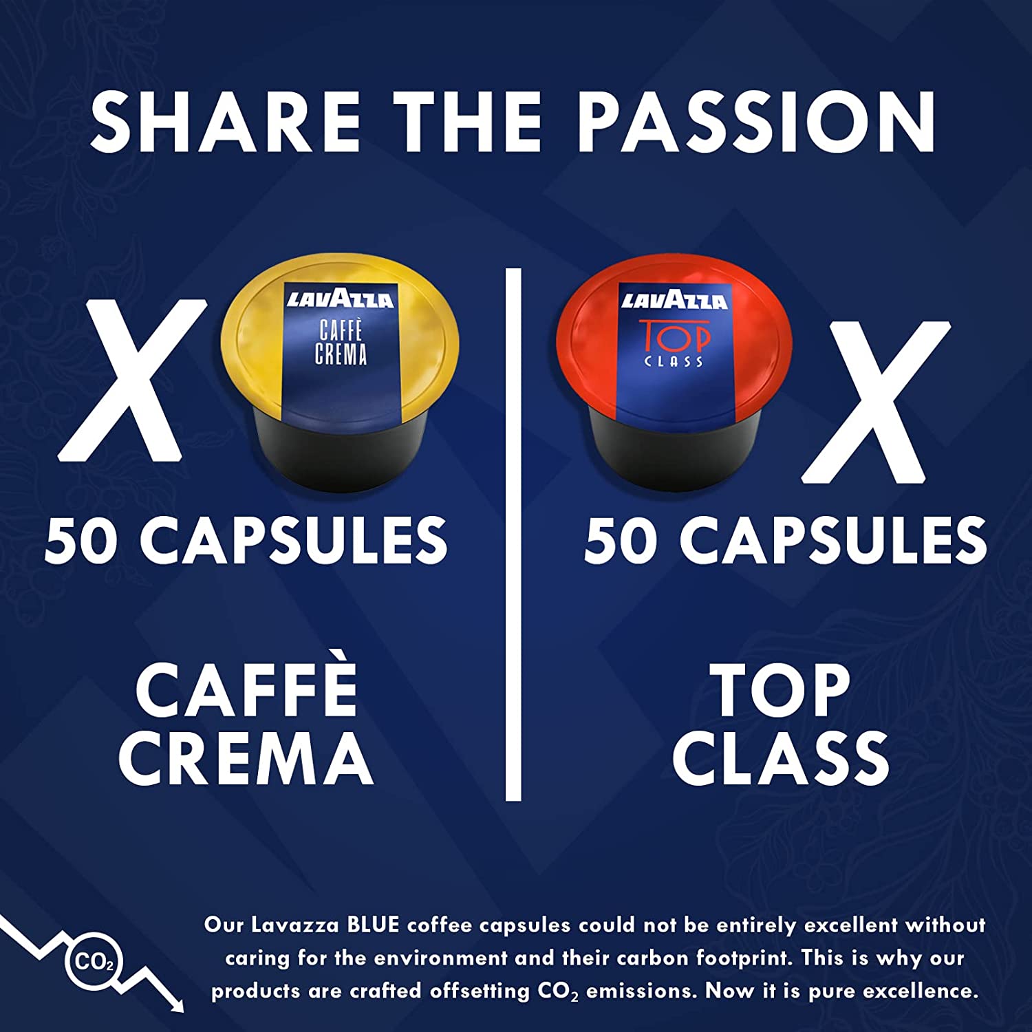 Lavazza Blue Capsules Coffee Pods. Best Value Variety Pack - Top Class and Caffe Crema for for Lavazza LB Machines (all types). 50 Each. 100-Count