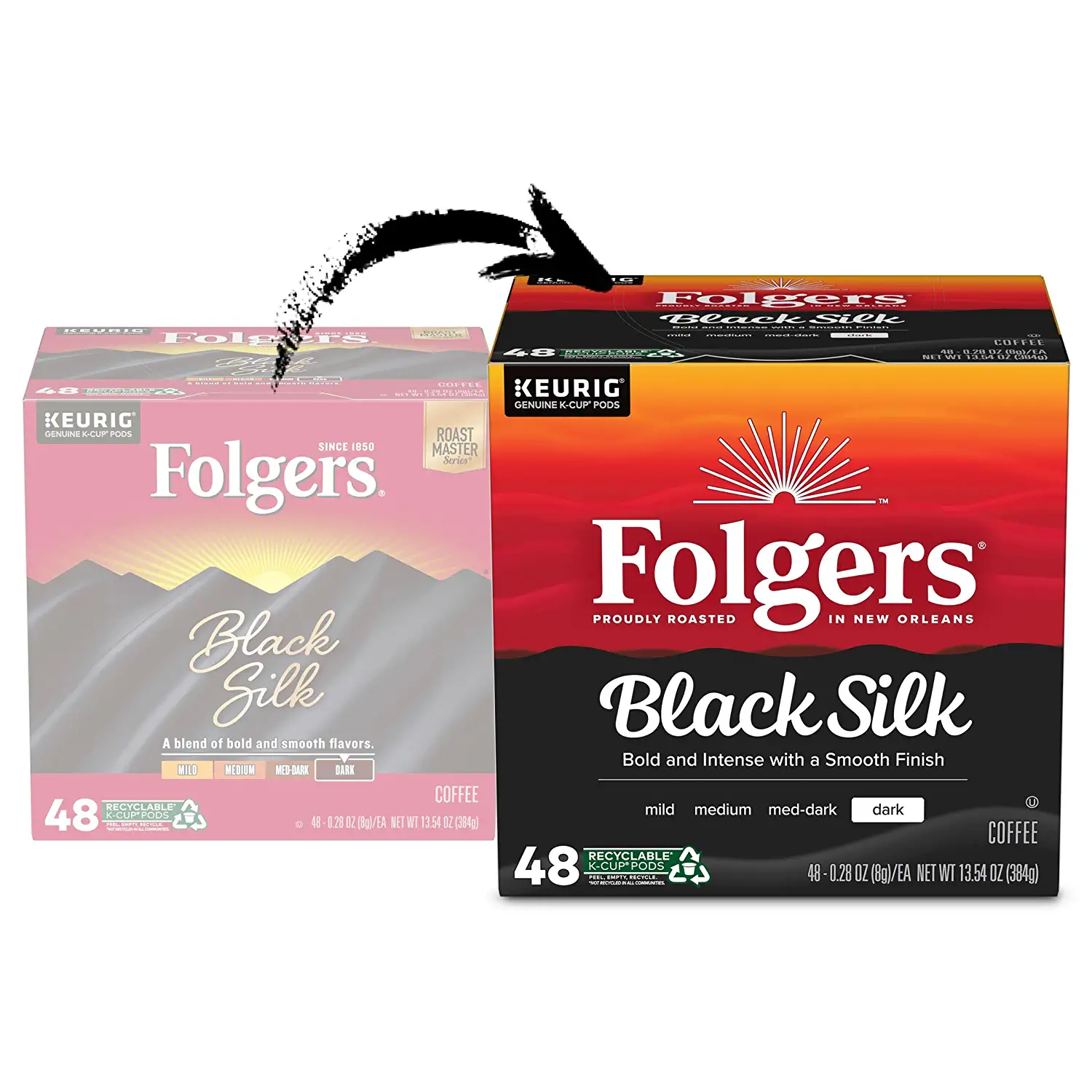 Folgers Black Silk Dark Roast Coffee 192 Keurig K-Cup Pods