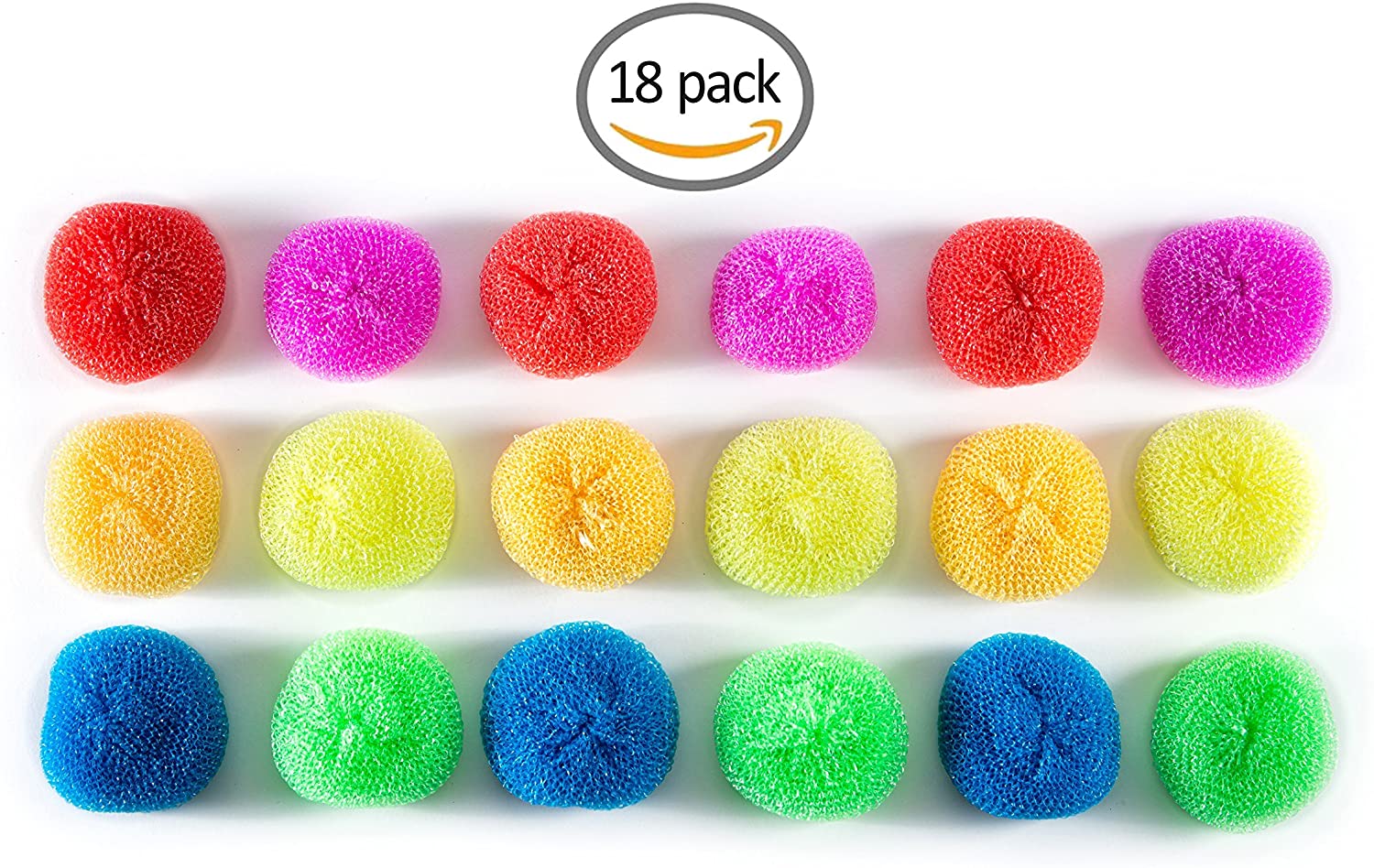 Scrub-It 18 Round Nylon Dish Scrubber Scouring Pads -3 Packs of 6 Scour Pads