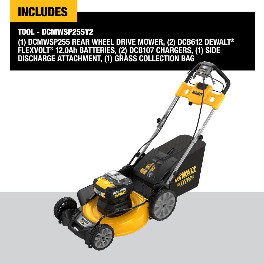 DEWALT DCMWSP255Y2 20V MAX 21 in. Battery Powered Self Propelled Lawn Mower with (2) FLEXVOLT 12Ah Batteries & Charger