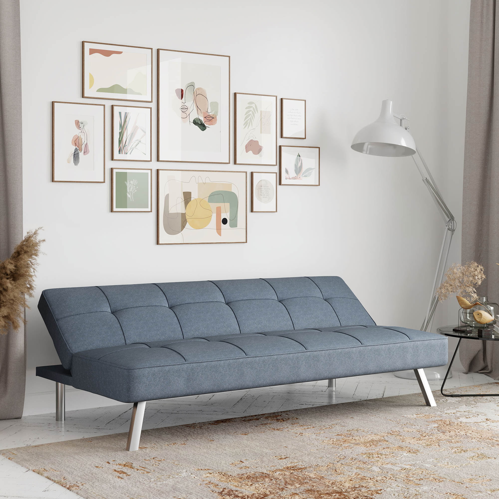 Serta Chelsea Modern Futon. Light Gray Fabric