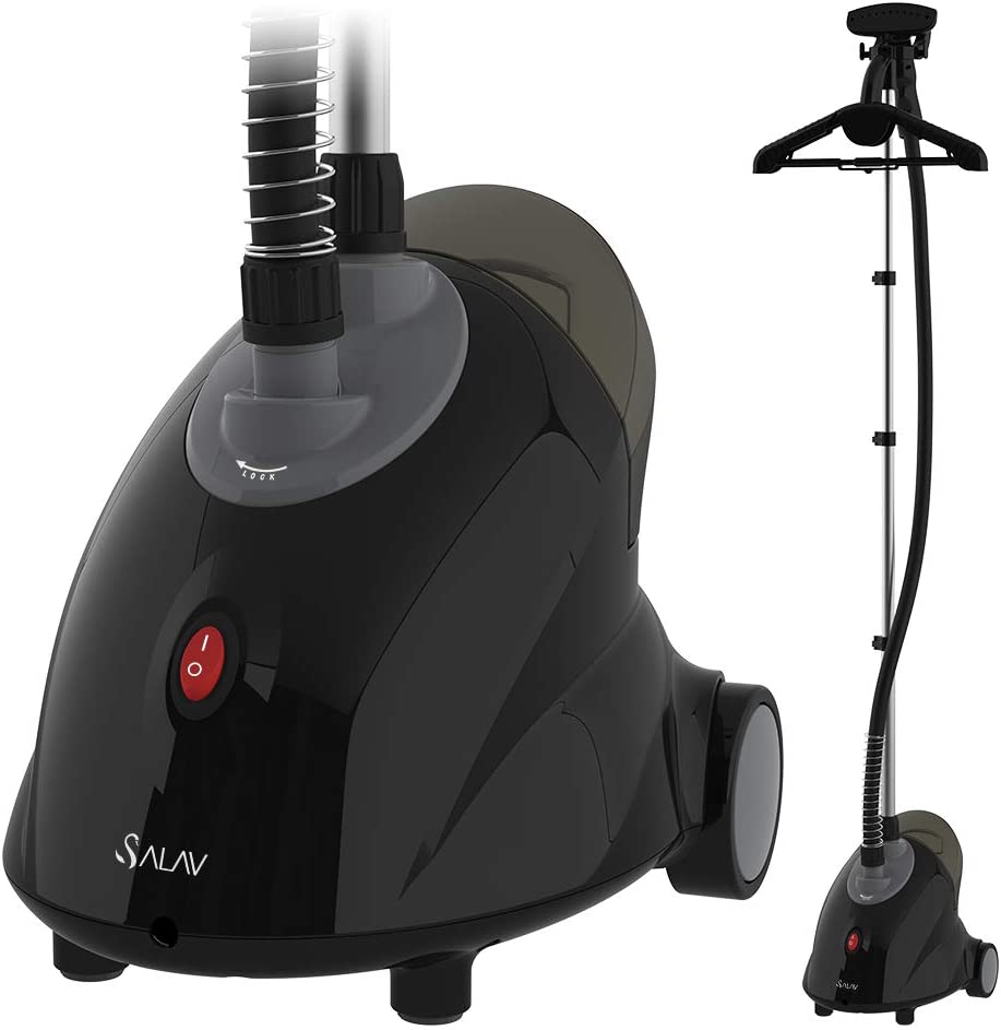 SALAV GS18-DJ Standing Garment Steamer with Roll Wheels for Easy Movement. 1.8L Water Tank for 1 Hour Continuous Steaming. Adjustable Pole for Storage. 1500 watts