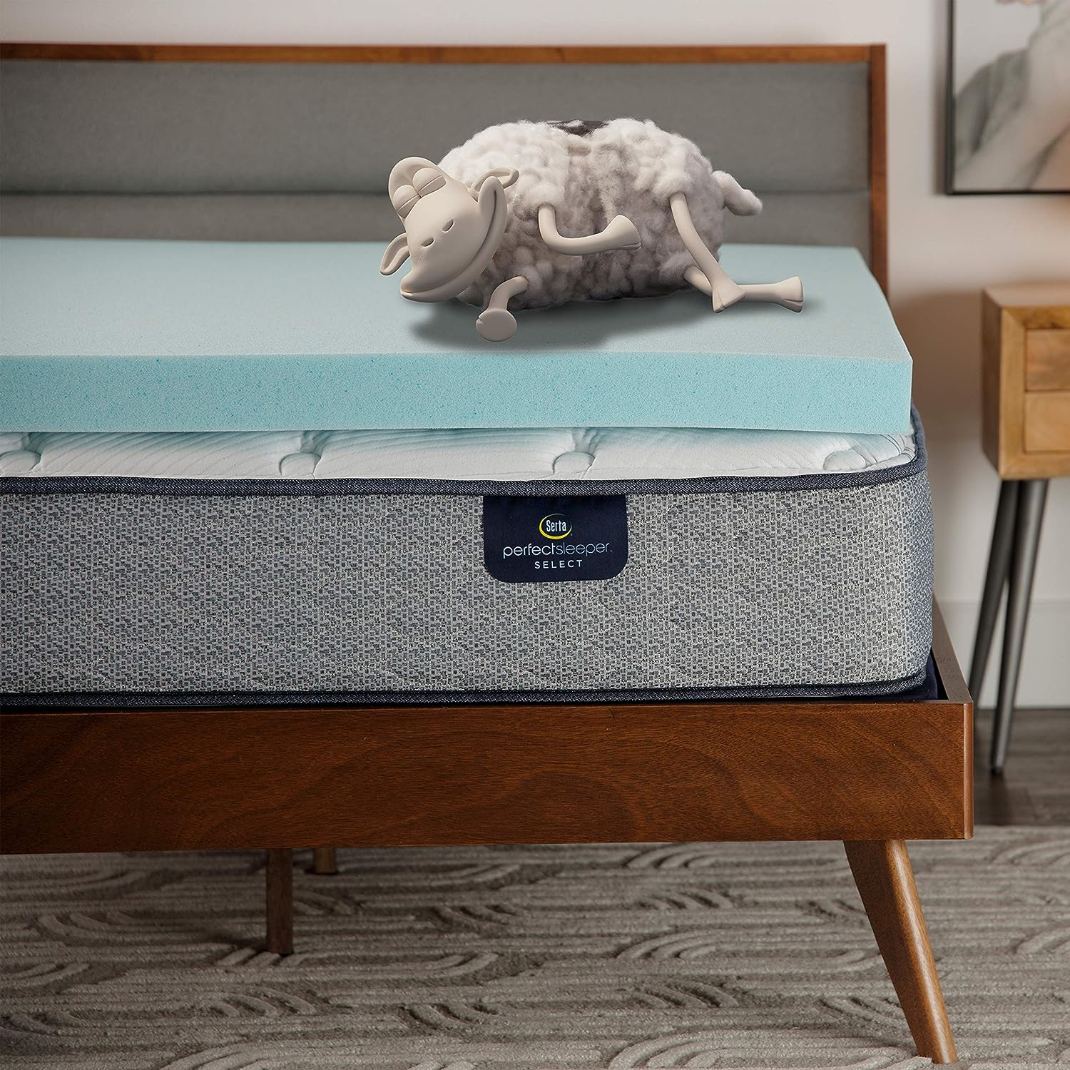 Serta ThermaGel Cooling. Pressure-Relieving Memory Foam Mattress Topper. 3 Inch. Twin XL.Blue