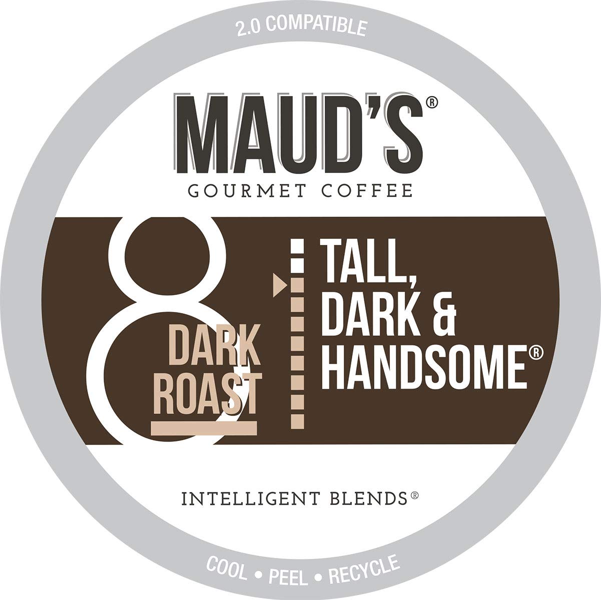 Maud-s Dark Roast Coffee (Tall Dark & Handsome). 100ct. Solar Energy Produced Recyclable Single Serve Dark Roast Coffee Pods – 100% Arabica Coffee California Roasted. KCup Compatible