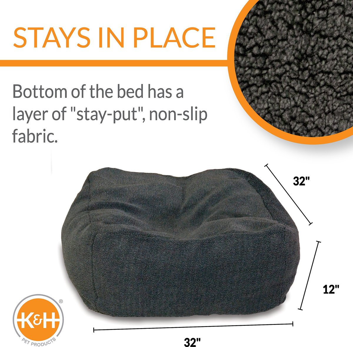K&H Pet Products Cuddle Cube Pillow Cat & Dog Bed. Gray. Large (32 in x 32 in)