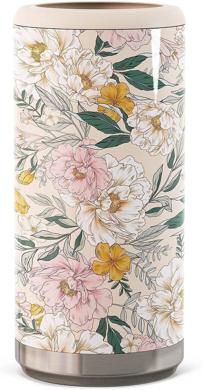 Maars Skinny Can Cooler for Slim Beer & Hard Seltzer. Stainless Steel 12oz Sleeve. Blush Floral