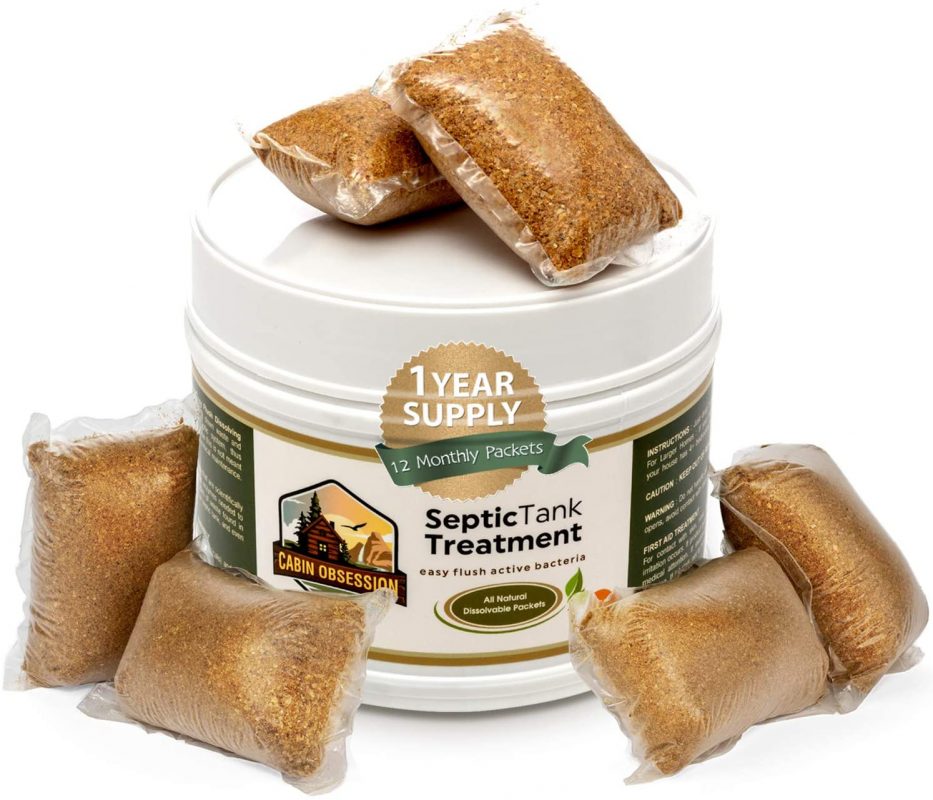 Septic Tank Treatment - 1 Year Supply of Dissolvable Easy Flush Live Bacteria Packets 12 Ct