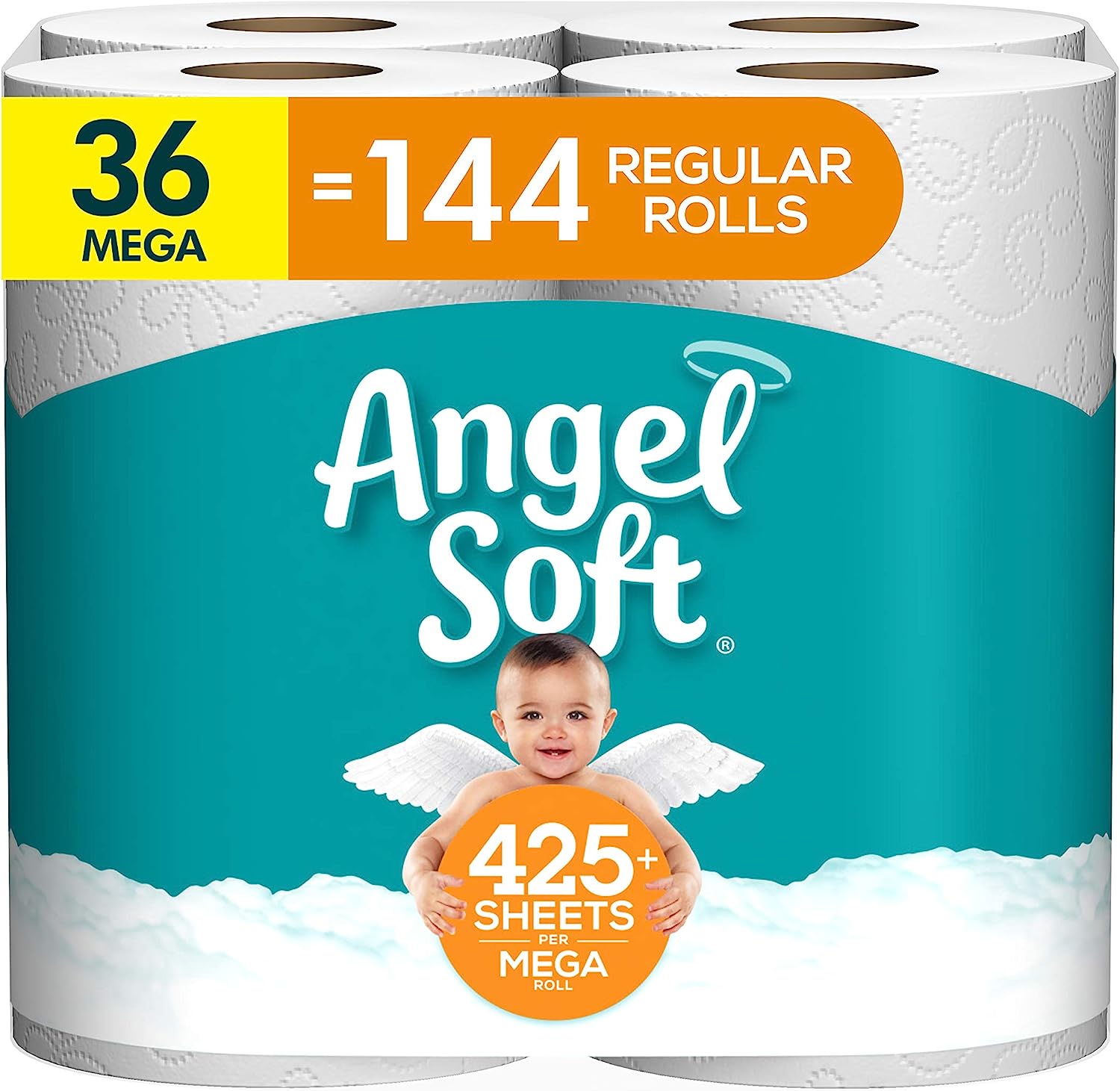 Angel Soft® Toilet Paper. 2-Ply Bath Tissue. 9 Rolls (pack of 4)