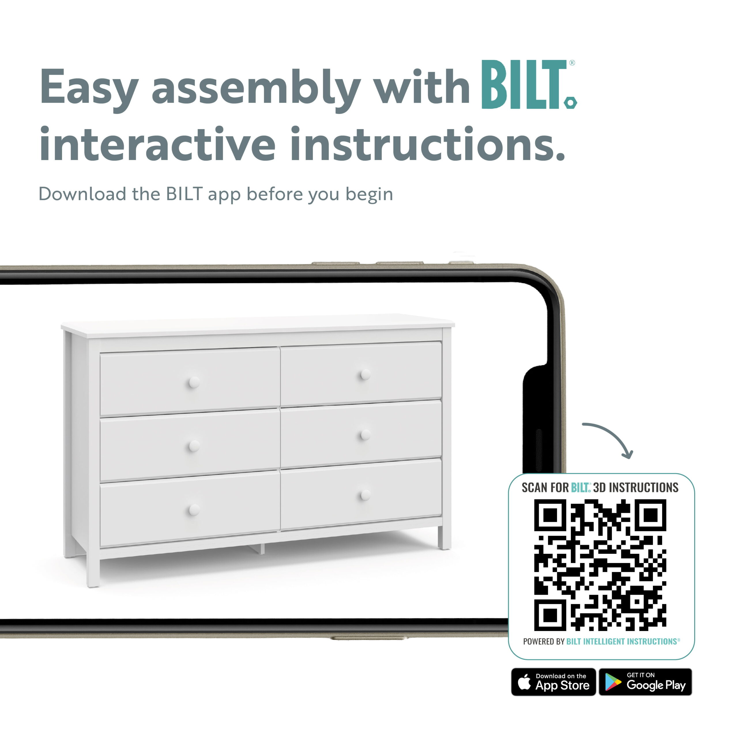 Storkcraft Alpine 6 Drawer Modern Double Dresser White