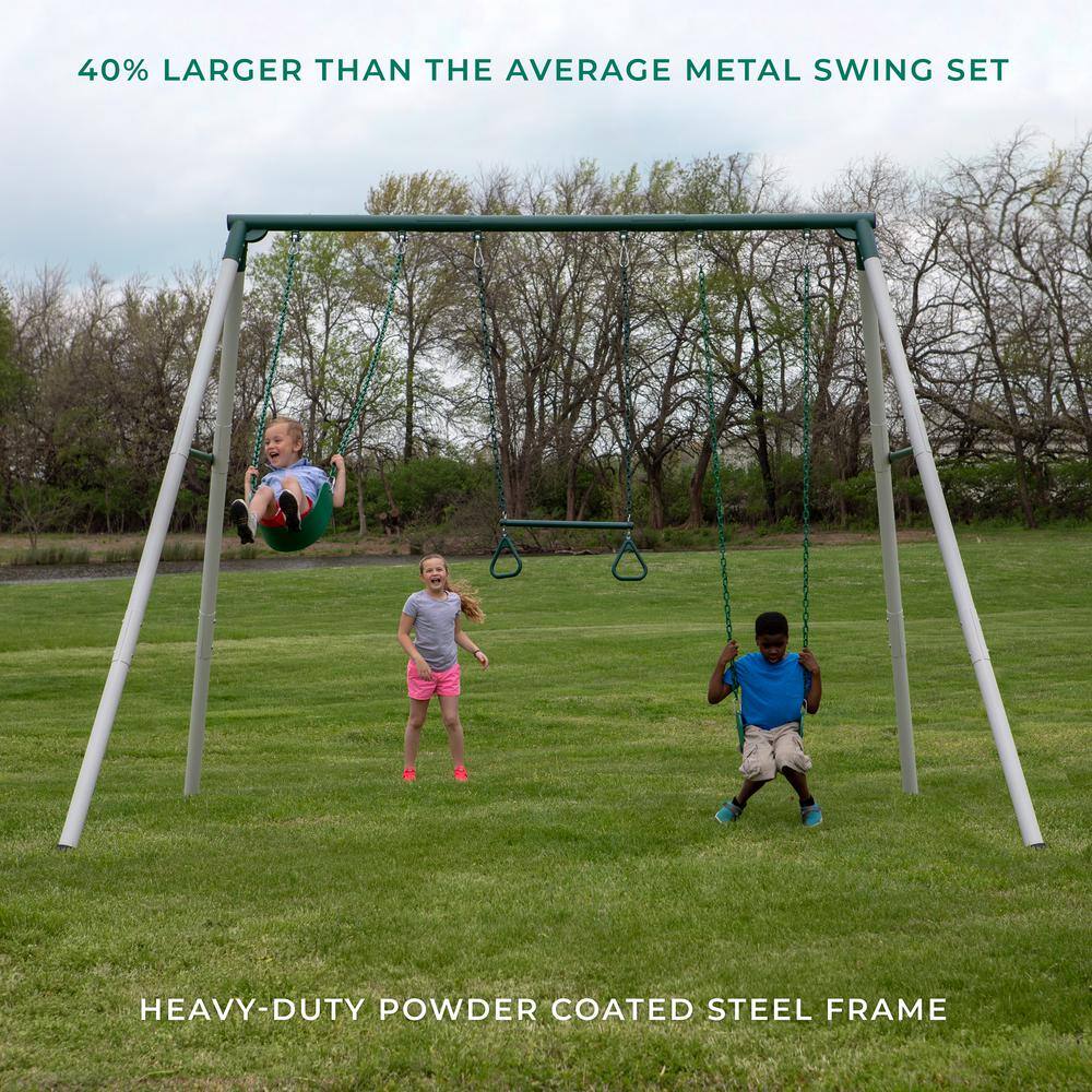 Backyard Discovery 1952050BCOM Big Brutus 10 in. Heavy-Duty Metal A-Frame Swing Set