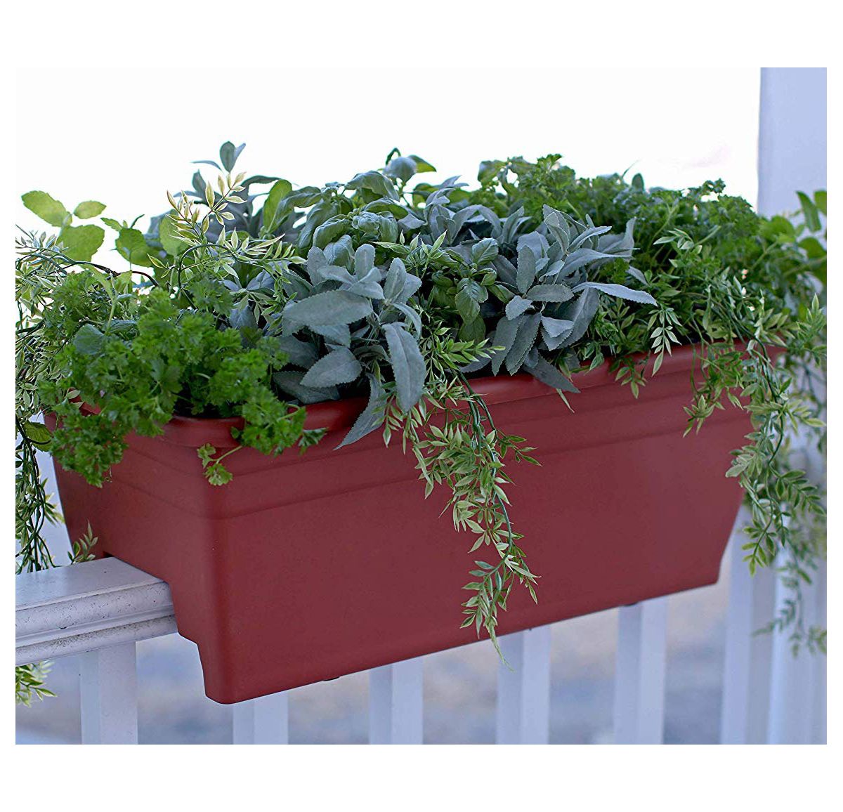 HC Companies 12-Inch Outdoor Plastic Deck Flower Plant Box. Chocolate (10 Pack)