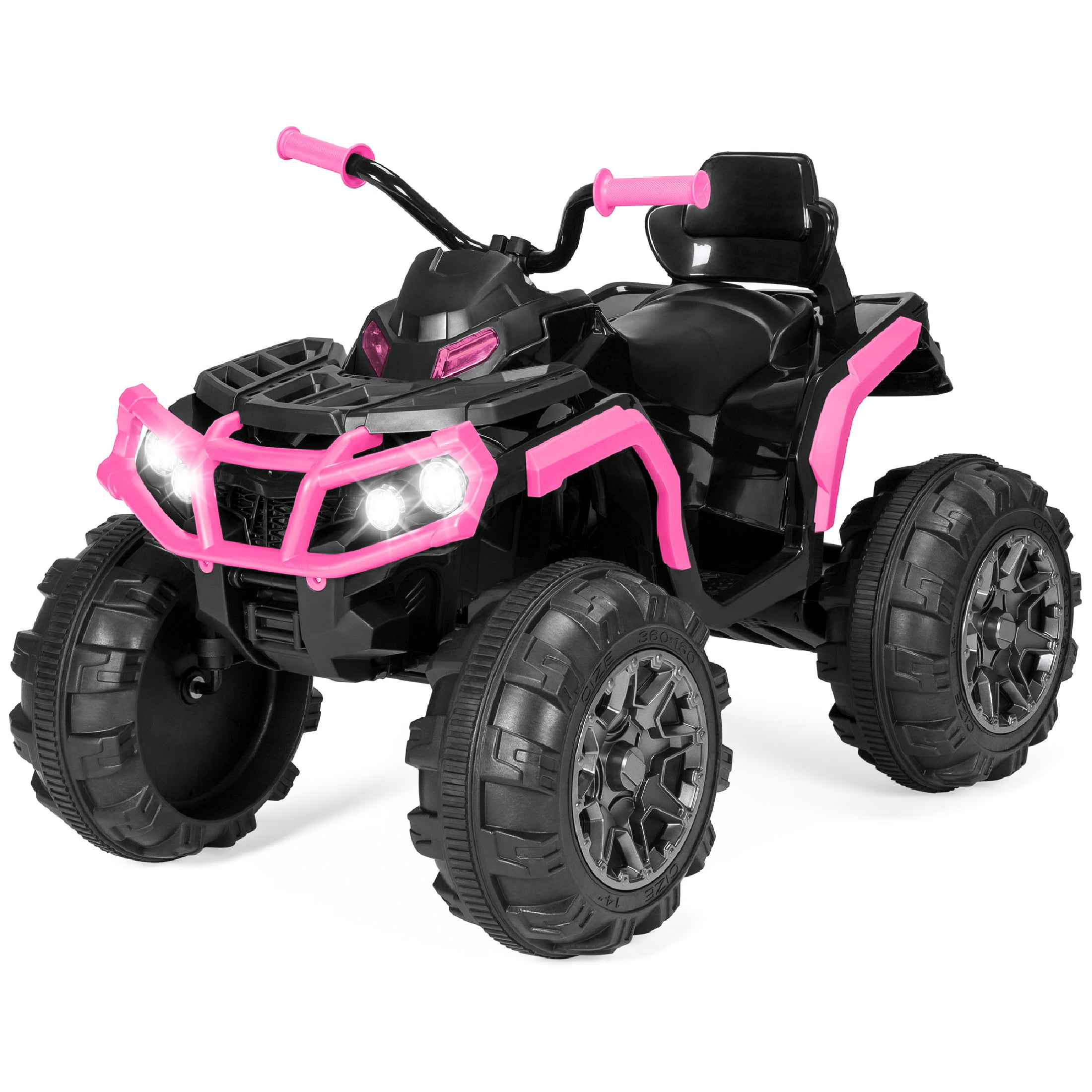 Best Choice Products 12V Kids Ride-On ATV Quad w/ Bluetooth. 3.7mph Max. Treaded Tires. LED Lights. Radio - Pink