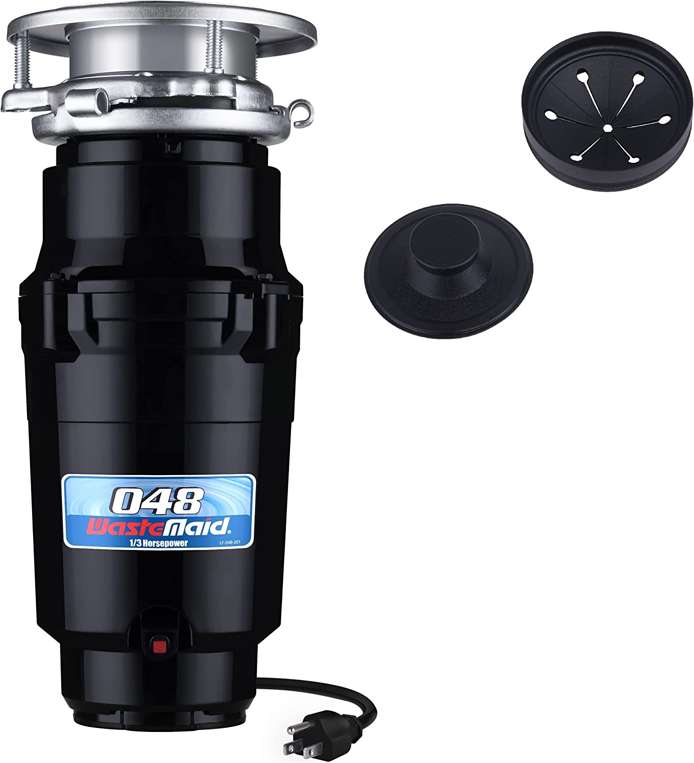 Waste Maid 10-US-WM-048-3B Garbage Disposal Anti-Jam Stainless Steel Food Waste Grinding System. 1/3 HP Builder. Black