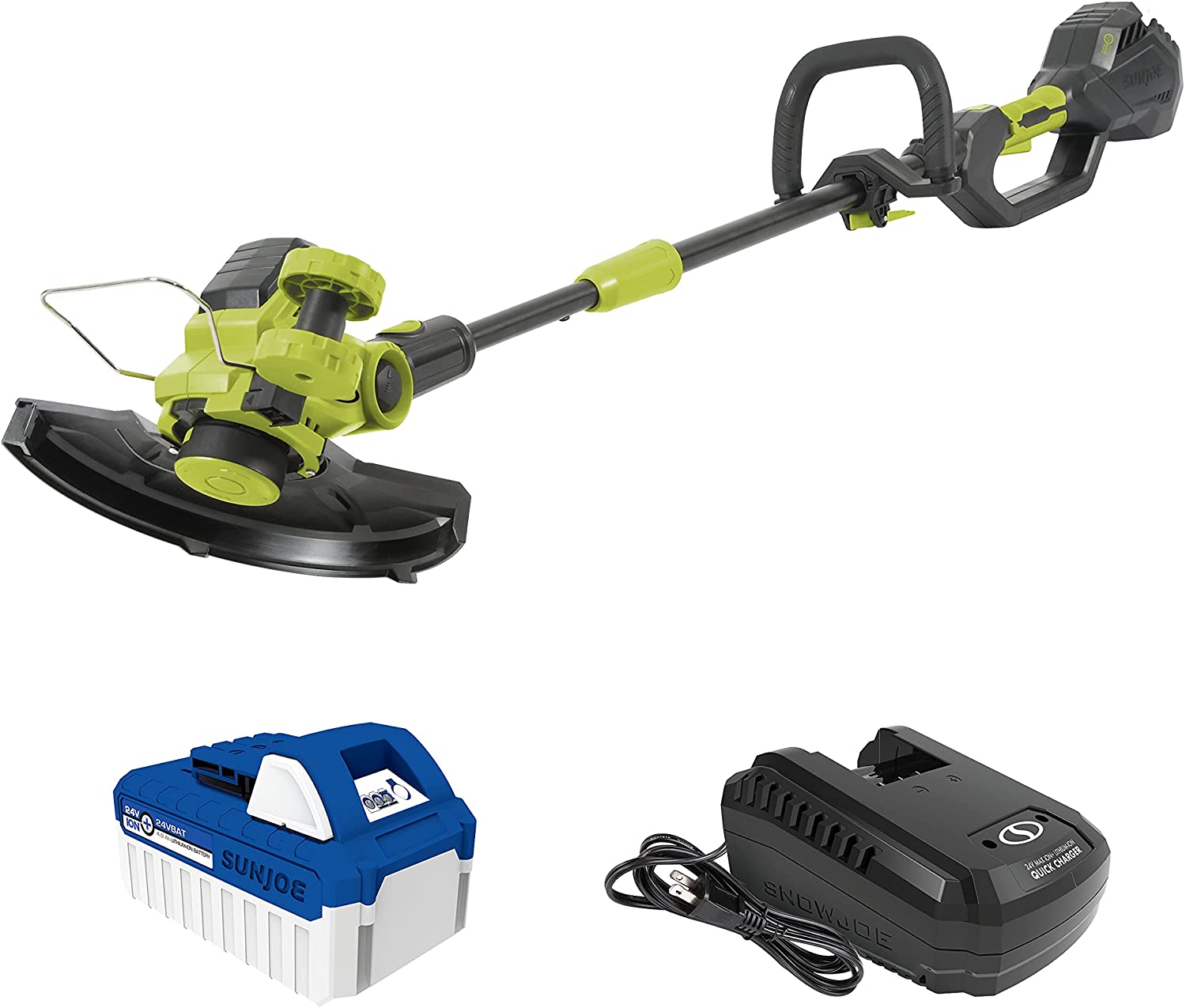Sun Joe 24V-ST14 24-Volt iON+ Cordless Dual Line String Trimmer Kit. W/ 4.0-Ah Battery and Charger. 12-Inch