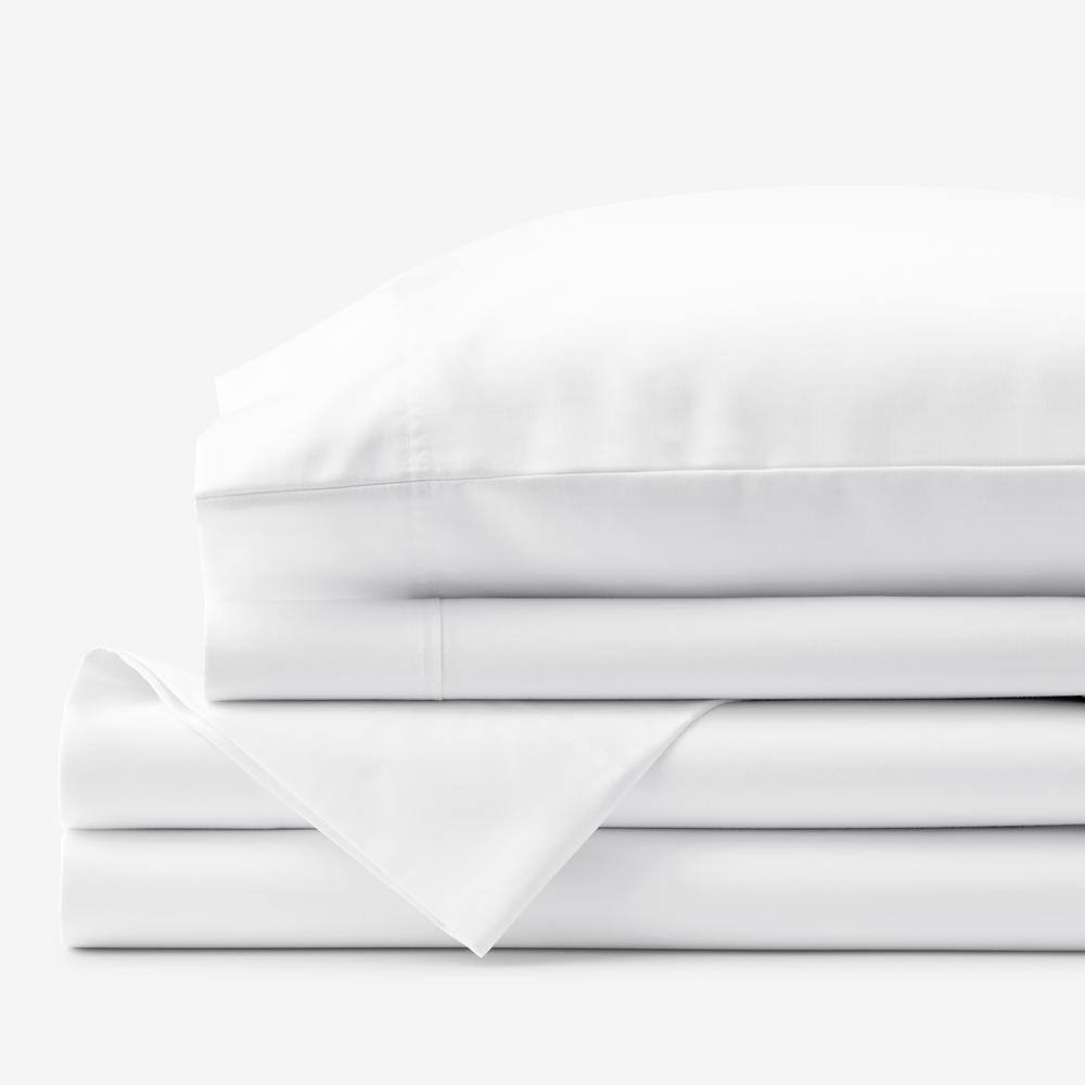 The Company Store  Legends Hotel Supima Cotton Wrinkle-Free 4-Piece White Sateen Queen Sheet Set - White