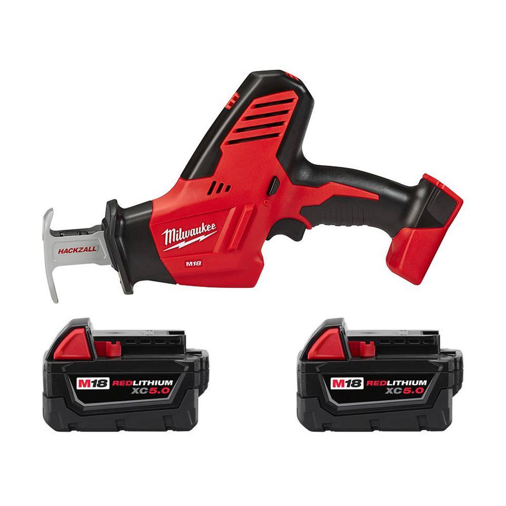 Milwaukee 2625-20-48-11-1850-48-11-1850 M18 18V Lithium-Ion Cordless HACKZALL Reciprocating Saw with (2) M18 5.0 Ah Batteries