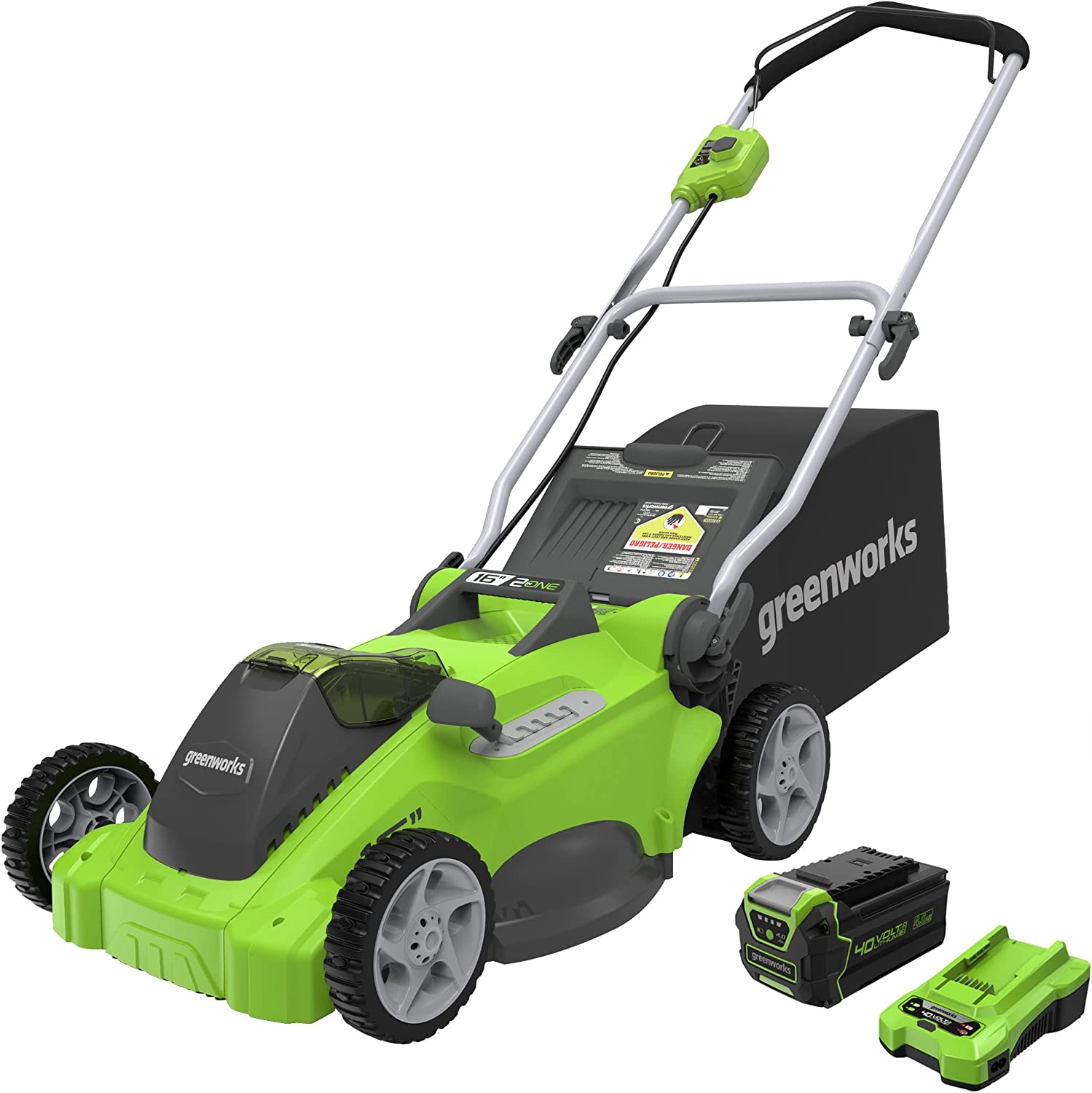 Greenworks 40V 16″ Cordless Electric Lawn Mower. 4.0Ah Battery and Charger Included
