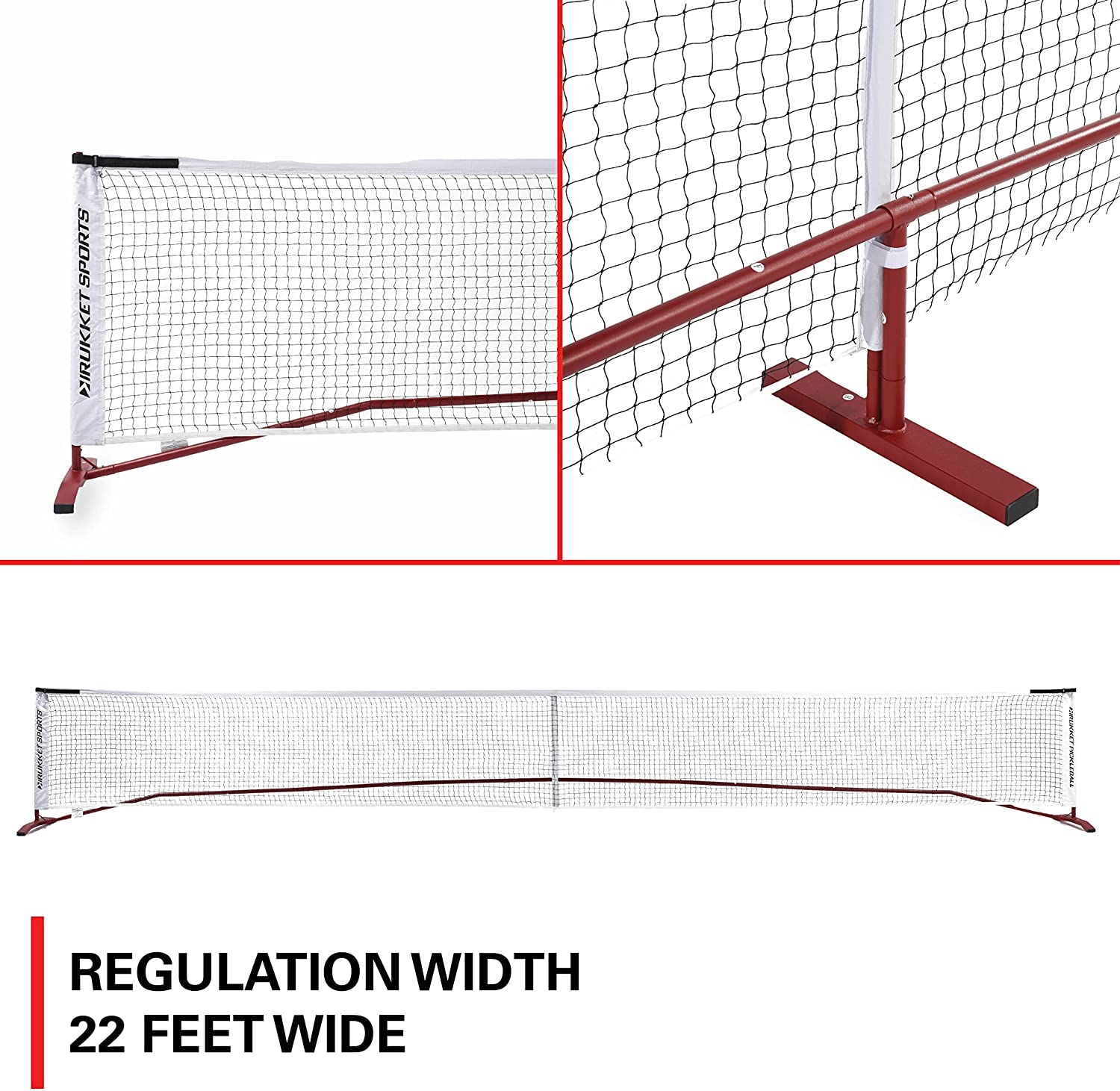 Rukket Sports Portable Pickleball Net. Regulation Size 22 Foot Net with Steel Frame