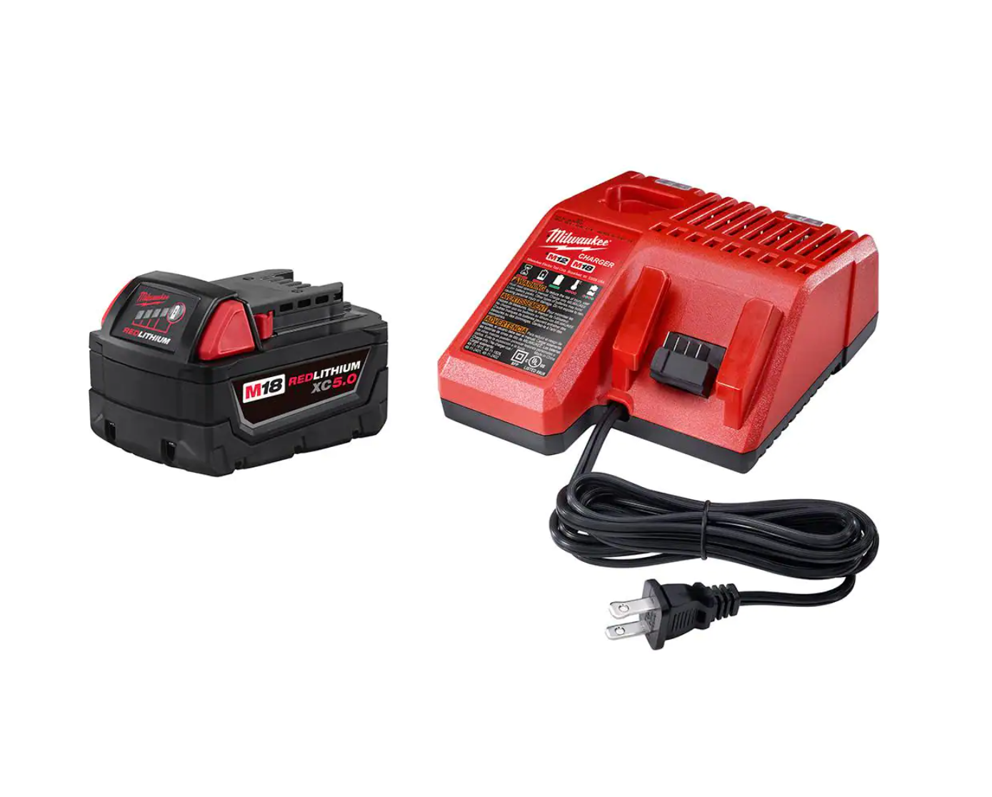 Milwaukee 2621-20-48-59-1850 M18 18V Lithium-Ion Cordless SAWZALL Reciprocating Saw with M18 Starter Kit (1) 5.0Ah Battery and Charger