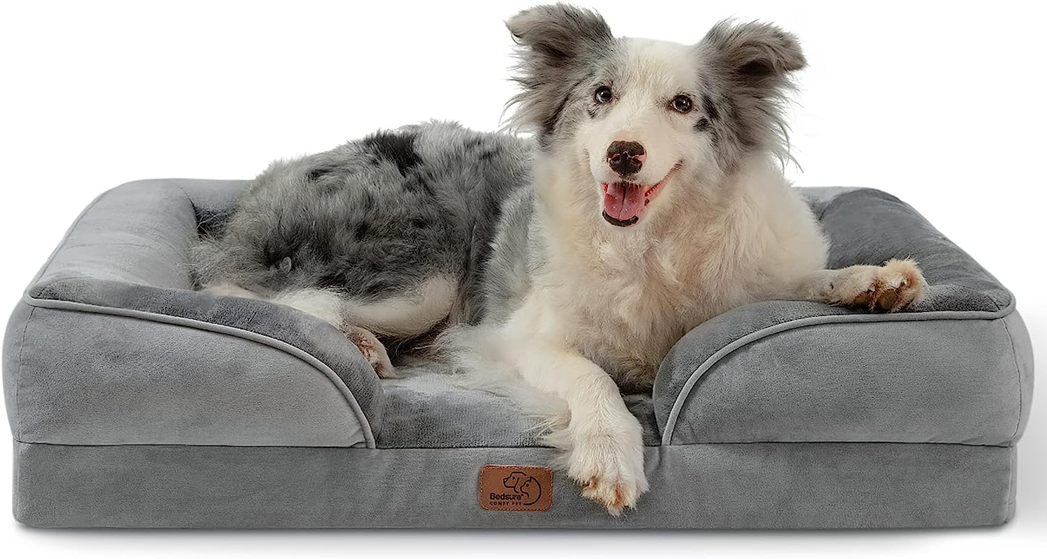 Bedsure Large Orthopedic Bed for Large Dogs - Big Waterproof Foam Sofa with Removable Washable Cover. Waterproof Lining and Nonskid Bottom Couch. Pet Bed