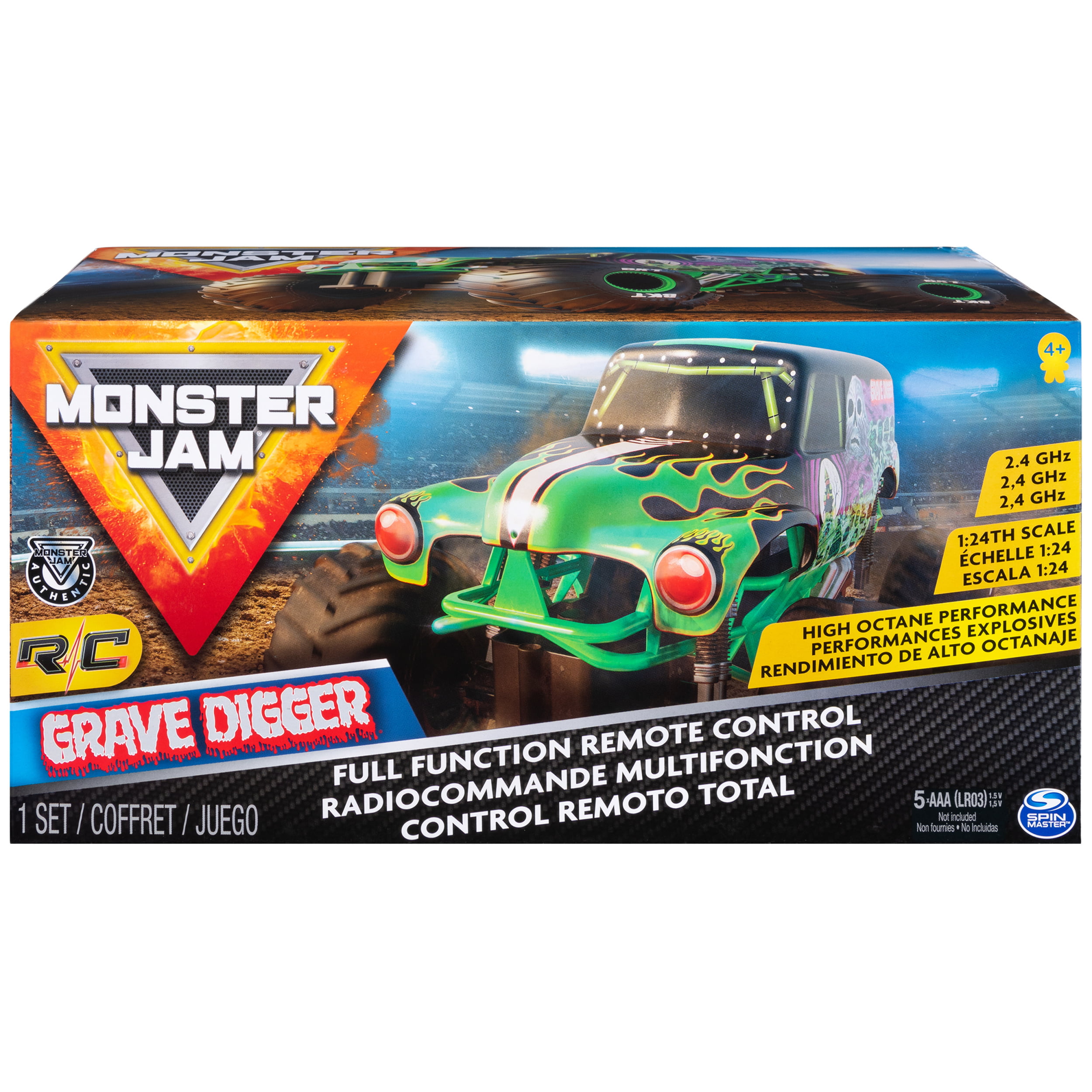 Monster Jam . Official Grave Digger Remote Control Monster Truck Toy. 1:24 Scale. 2.4 GHz. for Ages 4 and Up