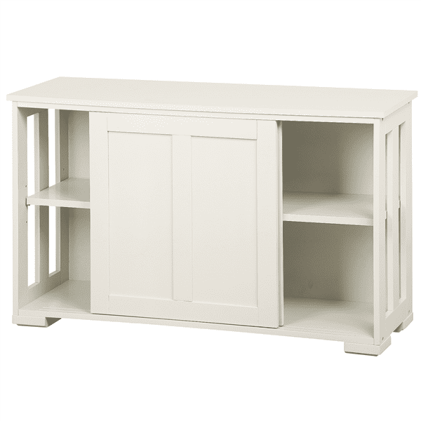 SmileMart Wooden Buffet Storage Cabinet with Sliding Door and 2-Shelves. Antique White
