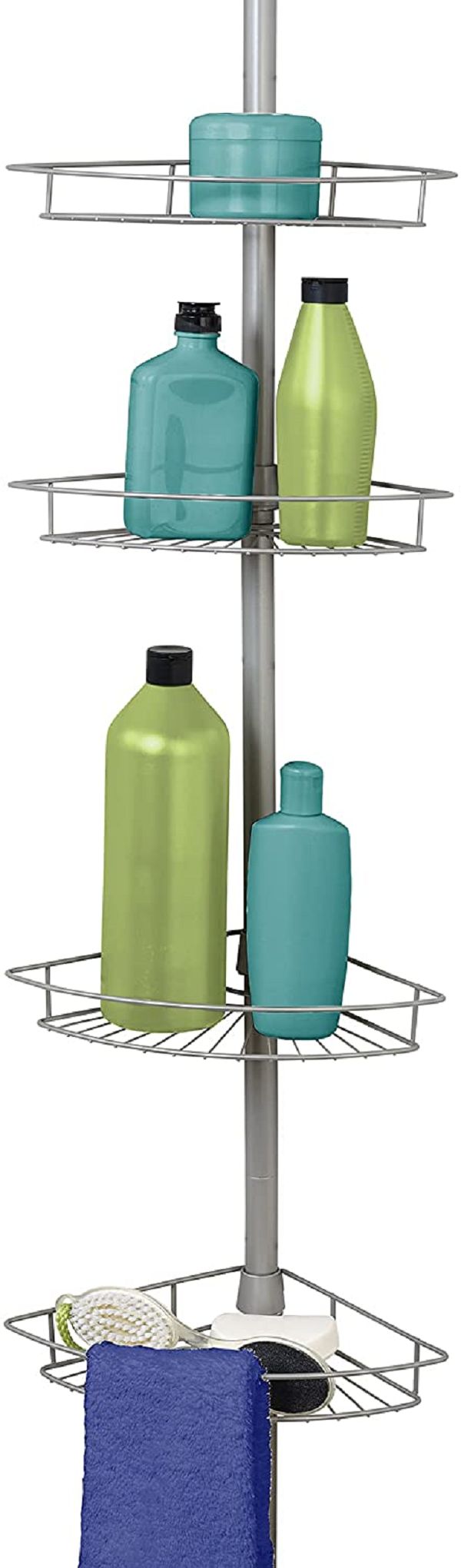 Zenna Home 2156NN Tension Pole Shower Caddy. Nickel