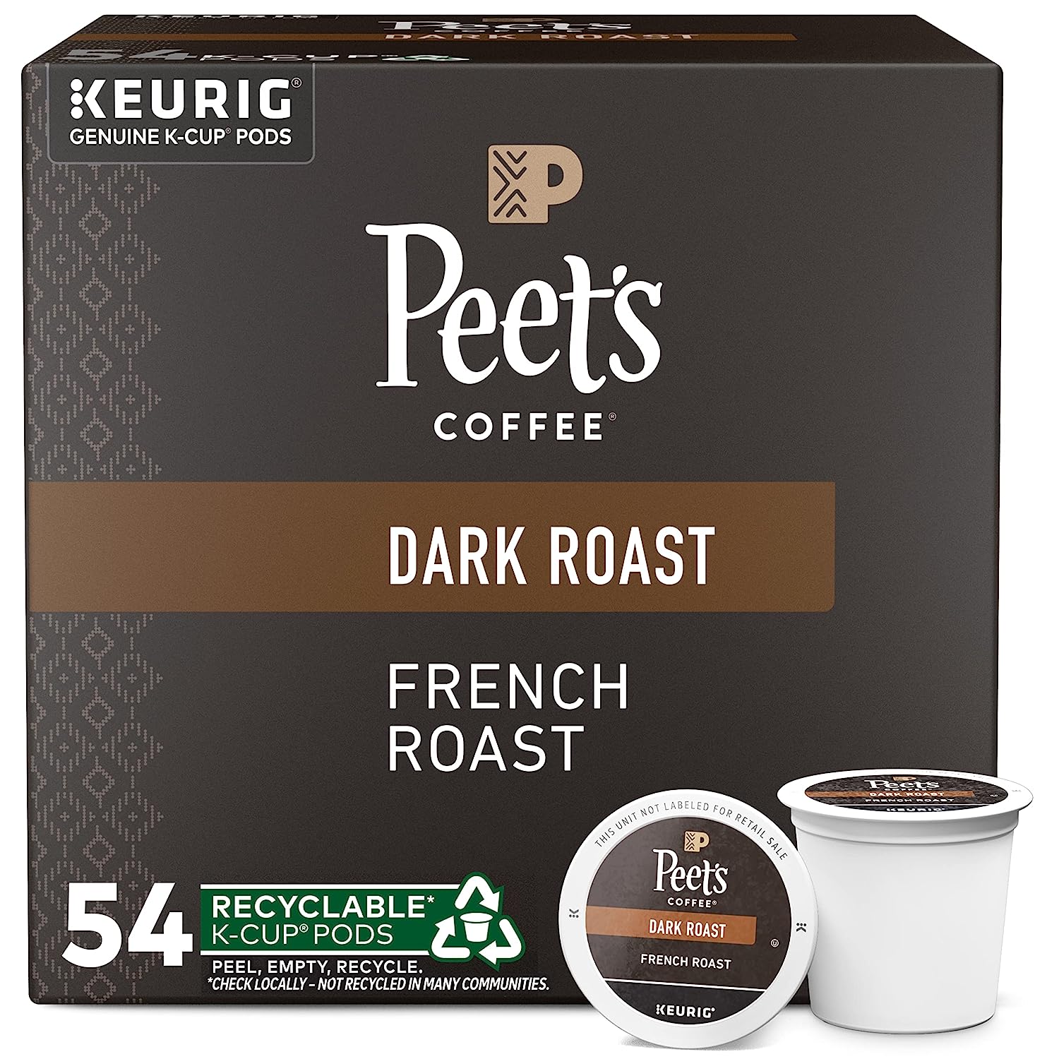 Peet-s Coffee French Roast. Dark Roast. 54 Count Single Serve K-Cup Coffee Pods for Keurig Coffee Maker