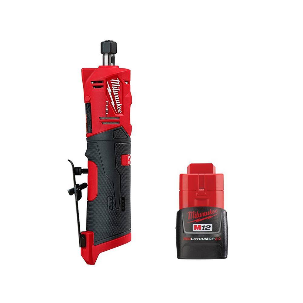Milwaukee 2486-20-48-11-2420 M12 Fuel 12-Volt Lithium-Ion Brushless Cordless 1/4 in. Straight Die Grinder with M12 2.0 Ah Battery