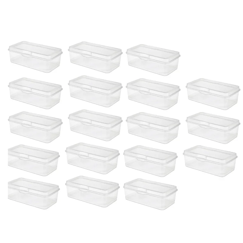Sterilite Plastic FlipTop Latching Storage Box Container. Clear. 18 Pack