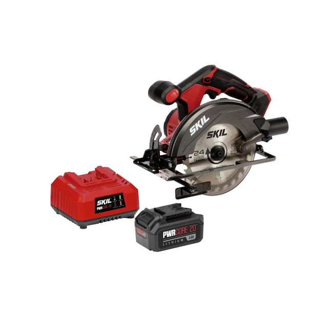 SKIL Circular Saw CR540603 PWR CORE 20-volt 6-1/2-in Cordless Circular Saw Kit (1-Batteries Charger Included)