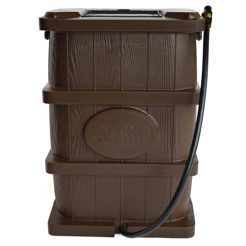 FCMP Outdoor WG4000-BRN 45 Gal. Woodgrain Rain Barrel in Brown
