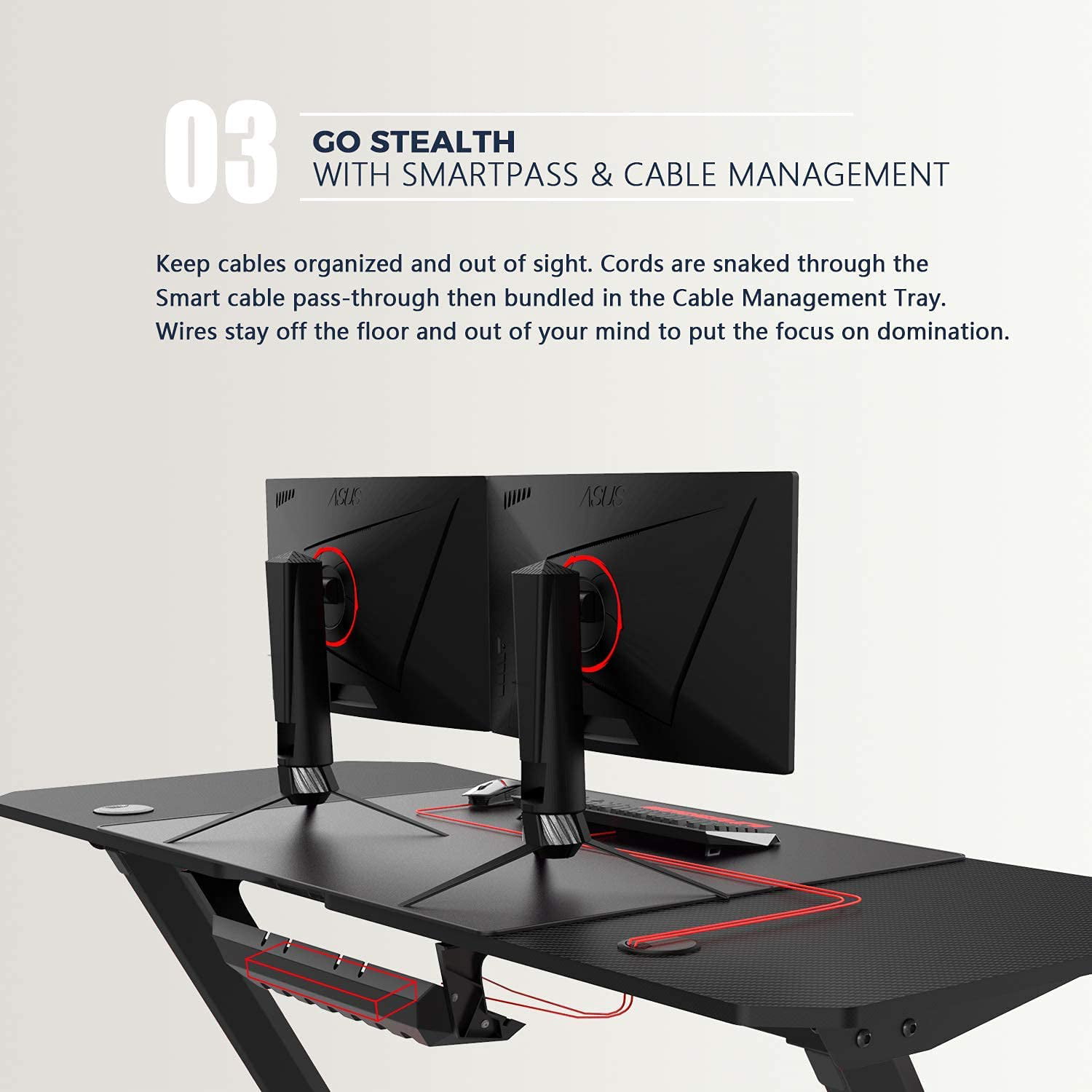 Vitesse 55 Inch Gaming Desk. Ergonomic Office PC Computer Desk with Large Mouse Pad