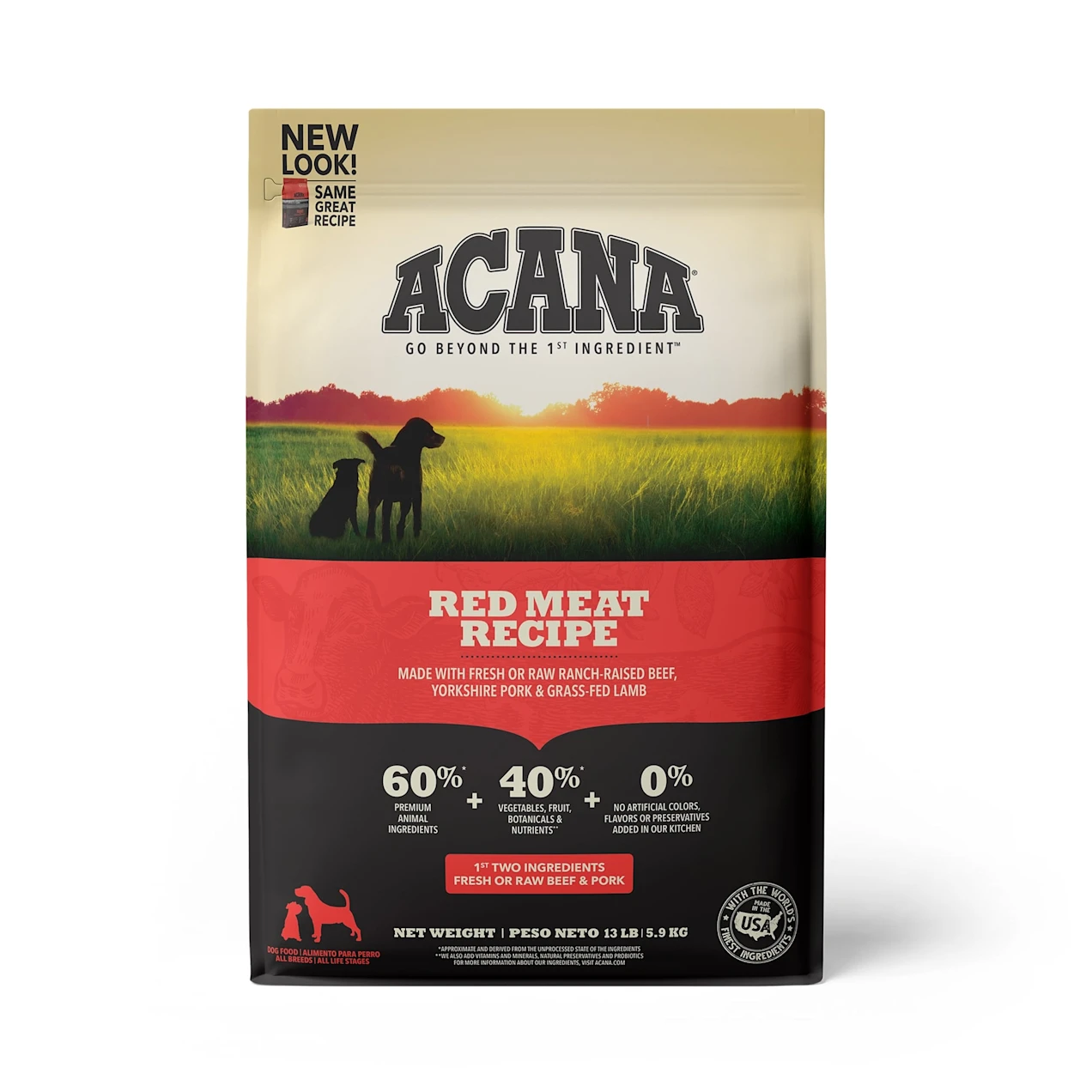 ACANA Grain-Free Red Meat Ranch-Raised Beef Yorkshire Pork Grass-Fed Lamb Dry Dog Food. 13 lbs.