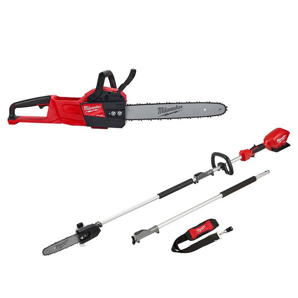 Milwaukee 2727-20-2825-20PS M18 FUEL 16 in. 18-Volt Lithium-Ion Brushless Electric Battery Chainsaw with Pole Saw Combo (2-Tool)