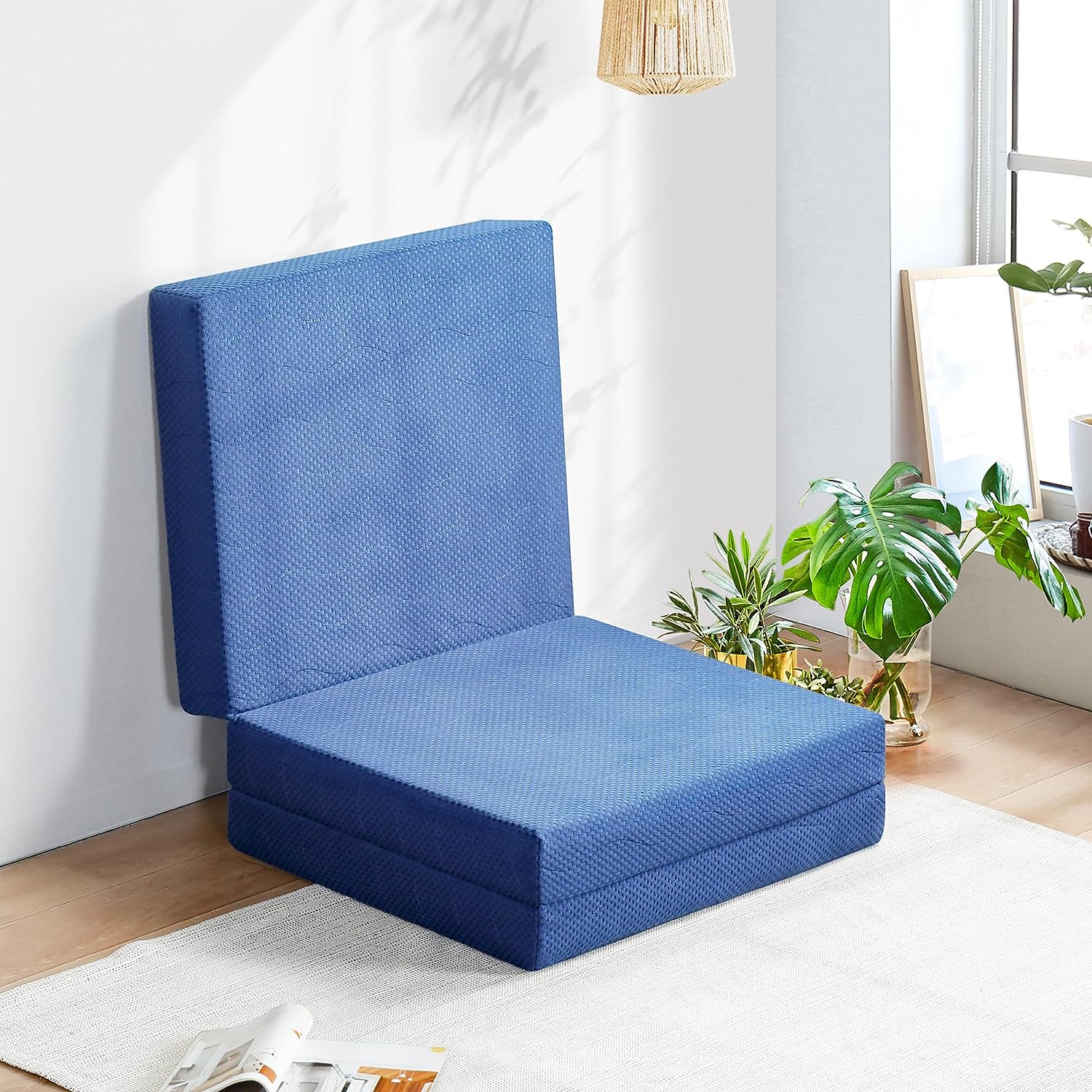 Olee Sleep Tri-Folding Memory Foam Topper. 4 inch. Blue