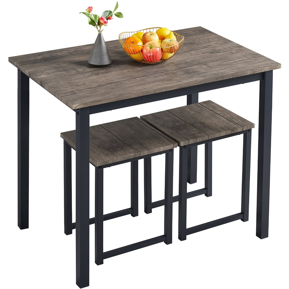 Alden Design 3pcs Industrial Dining Set. Drift Brown