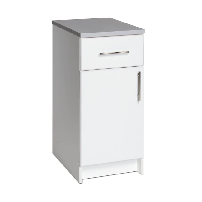 Prepac Wood Freestanding Garage Cabinet in White Laminate (16 in. W x 36 in. H x 24 in. D)