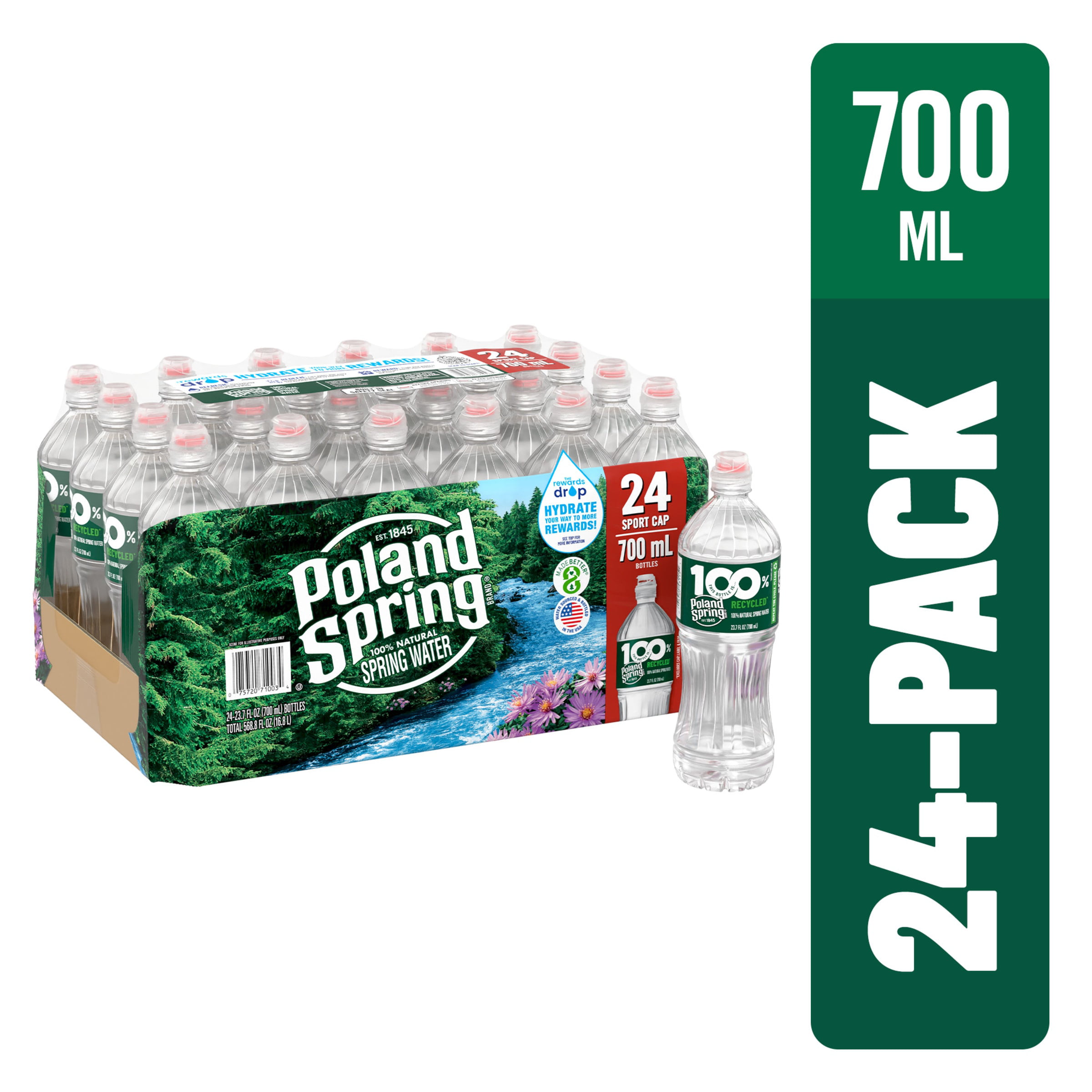 POLAND SPRING Brand 100% Natural Spring Water. 23.7-ounce plastic bottles (Pack of 24)