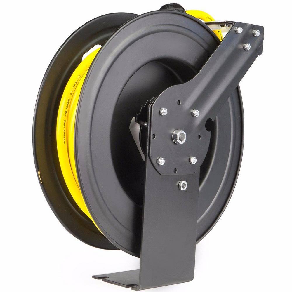 XtremepowerUS 43553-H 50 ft. x 1/2 in. Rubber Retractable Air Hose Reel Auto Rewind for Automotive Compressors