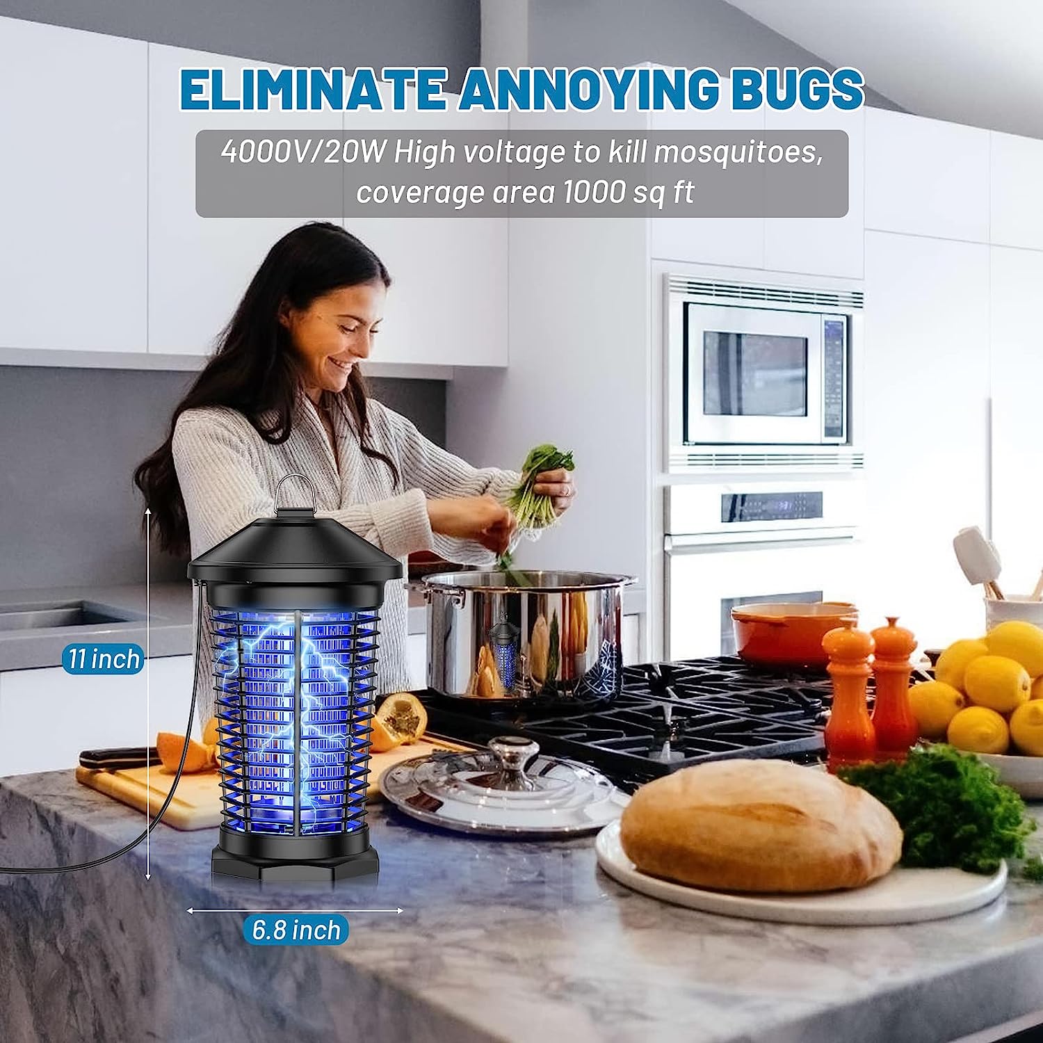 Jinyeda Bug Zapper. Electric Mosquito Zapper Indoor Outdoor. High-Power 4000V 18W Weatherproof Fly Insect Killer Trap Lantern for Home. Backyard. Patio. Garden and Camping