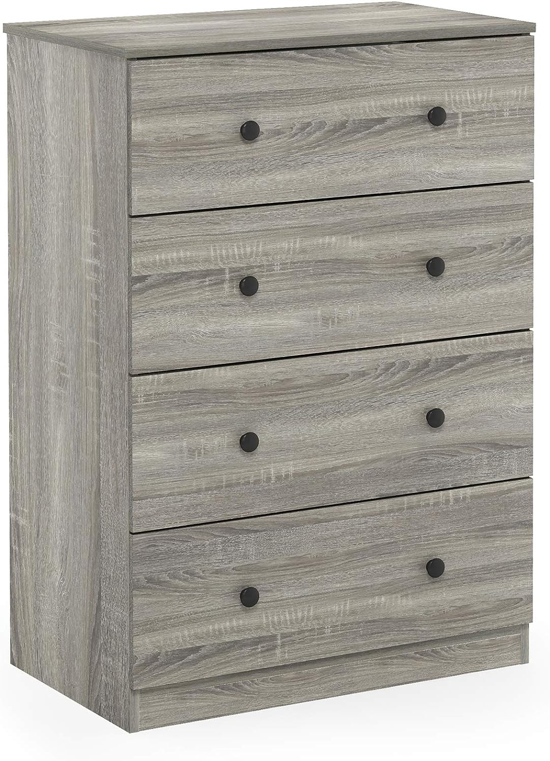 Furinno Tidur Simple Design Dresser. 4-Tier Knob. French Oak Grey
