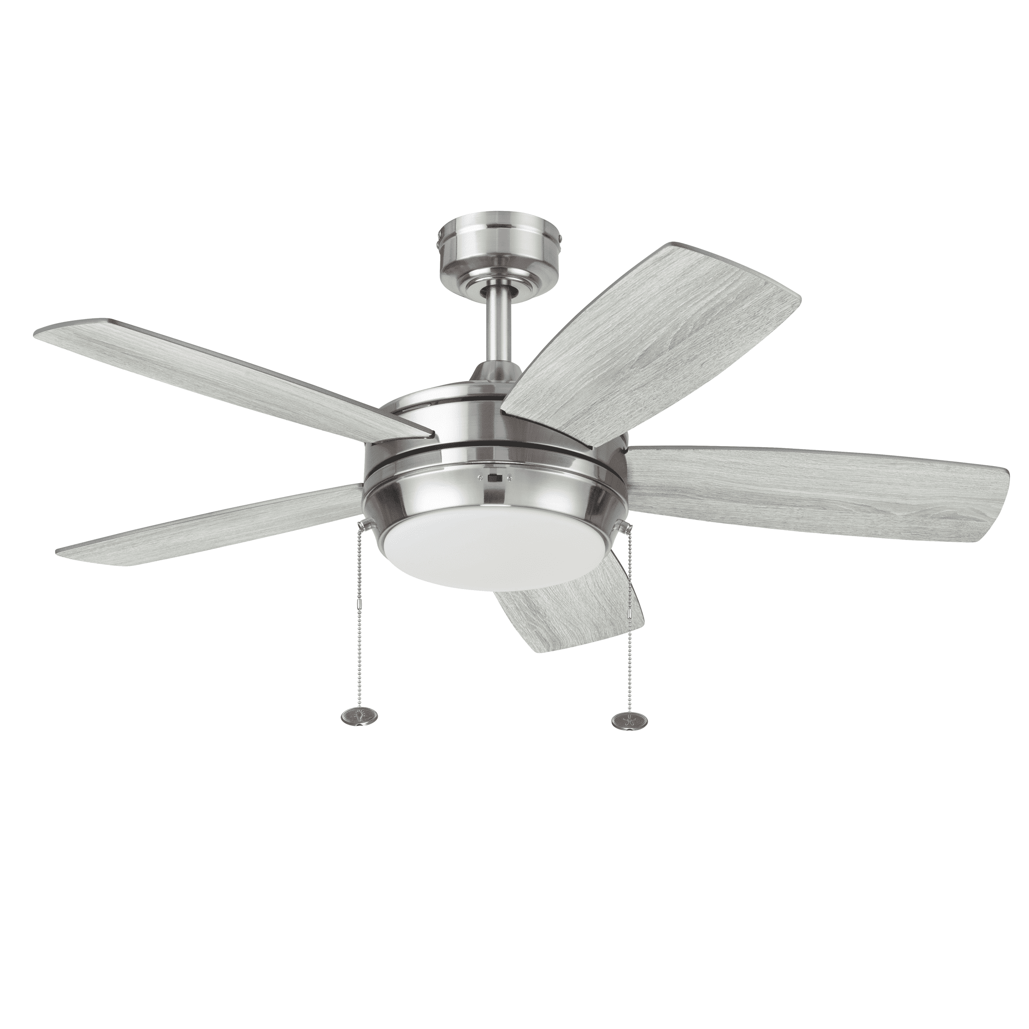 Better Homes & Gardens 42″ Nickel Modern Integrated LED Ceiling Fan with 5 Blades. Light Kit. Pull Chains & Reverse Airflow