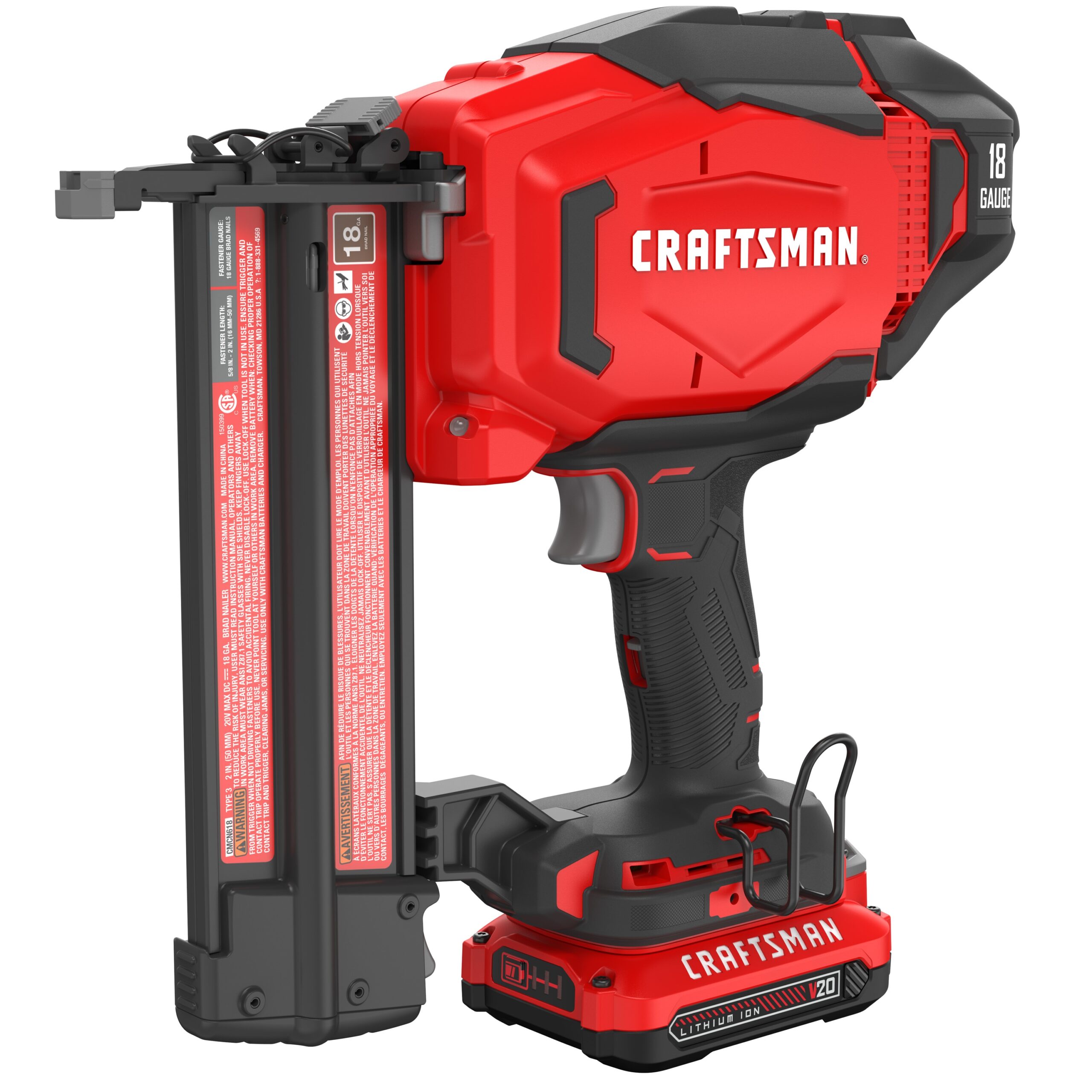 CRAFTSMAN V20 2-in 18-Gauge Cordless Brad Nailer (Battery & Charger Included)