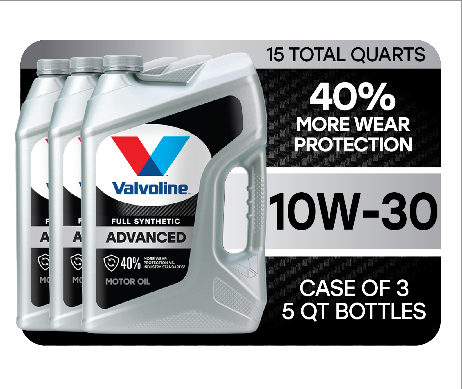 Valvoline Advanced Full Synthetic 10W-30 Motor Oil 5 QT. Case of 3