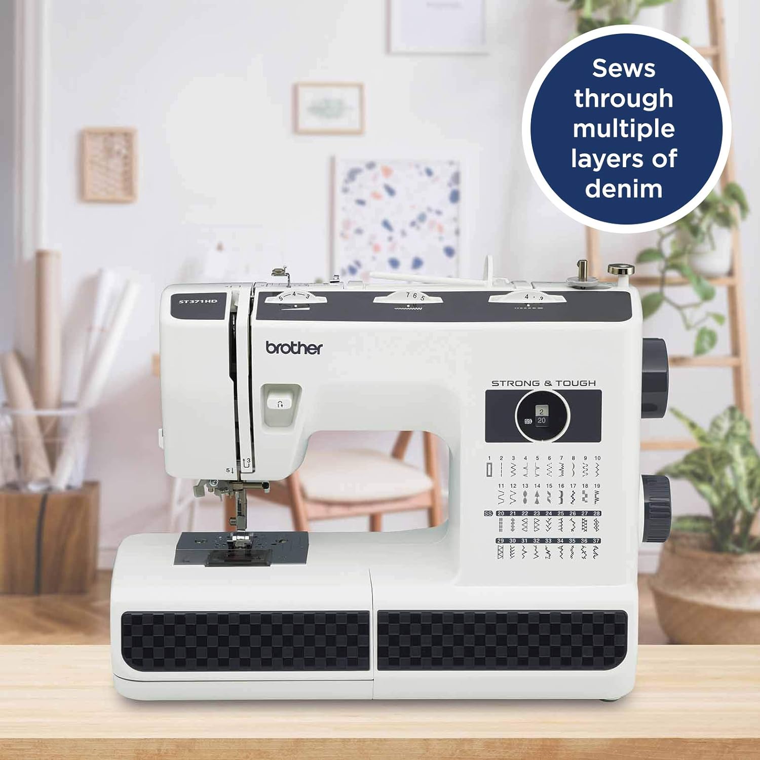 Brother Sewing Machine. ST371HD. 37 Built-in Stitches. 6 Included Sewing Feet. Free Arm Option
