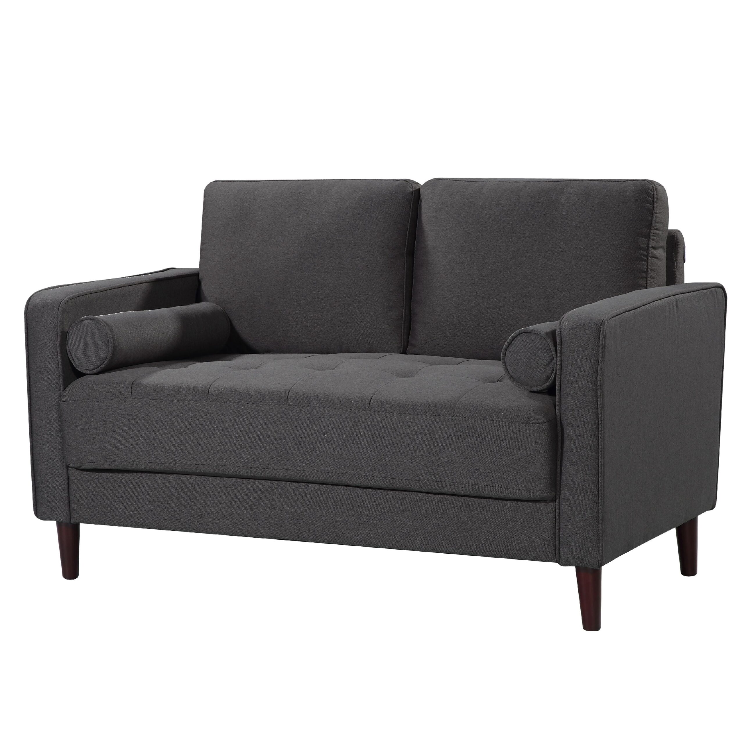 Lifestyle Solutions Lorelei Mid-Century Modern Loveseat. Gray Fabric