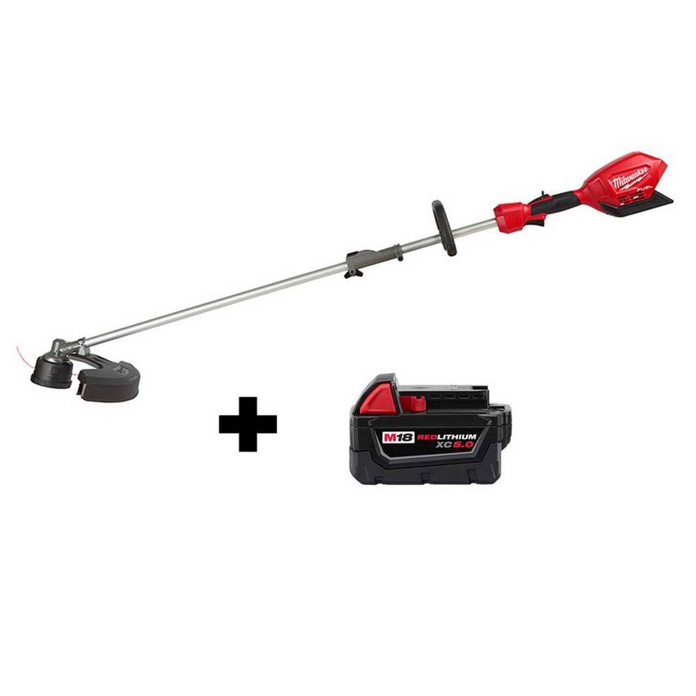 Milwaukee 2825-20ST-48-11-1850 M18 FUEL 18V Lithium-Ion Cordless Brushless String Grass Trimmer W/ Attachment Capability W/ M18 5.0Ah Battery